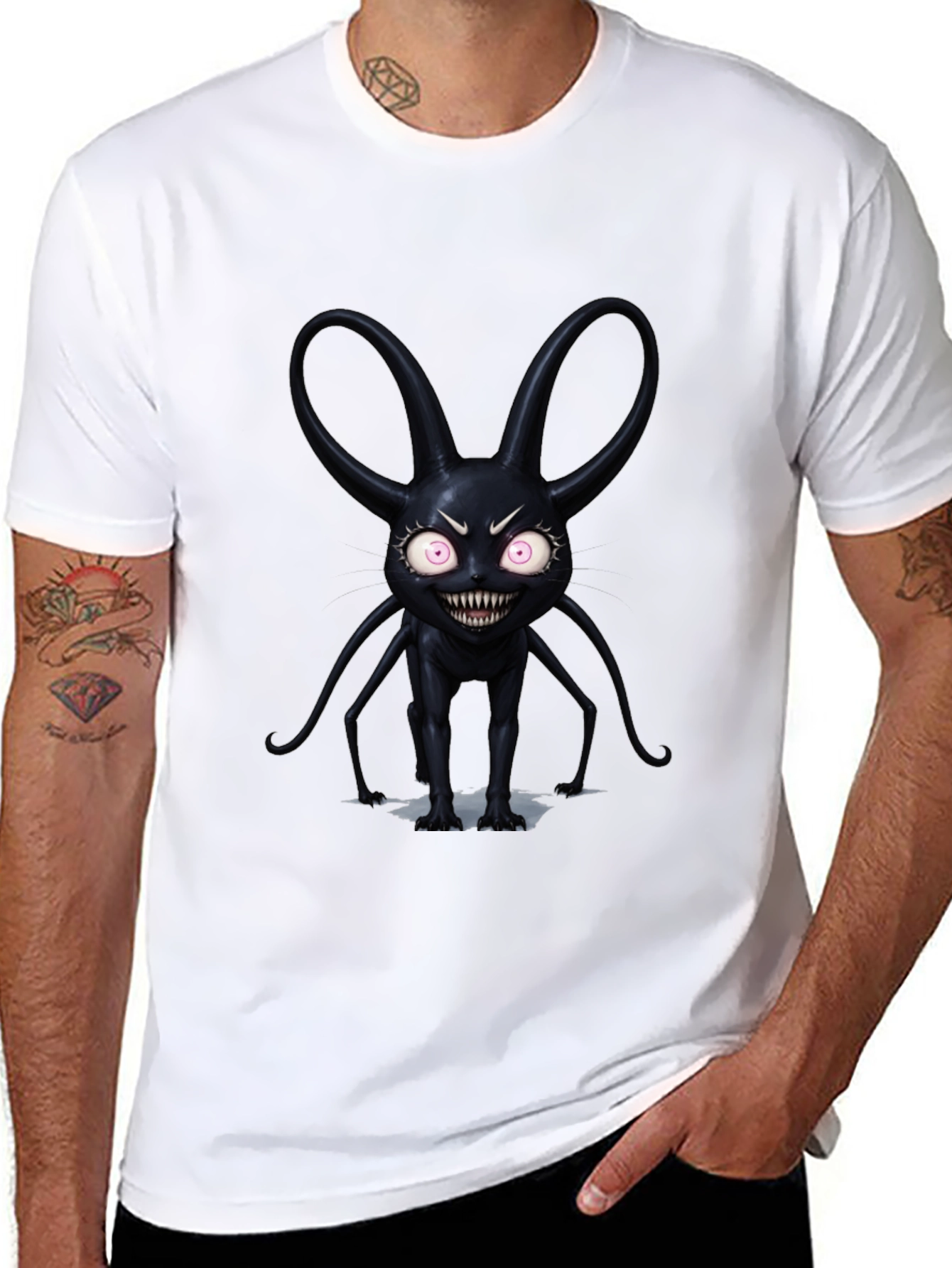 Black Monster Graphic Tee - Dark Fantasy Style T-Shirt view 8