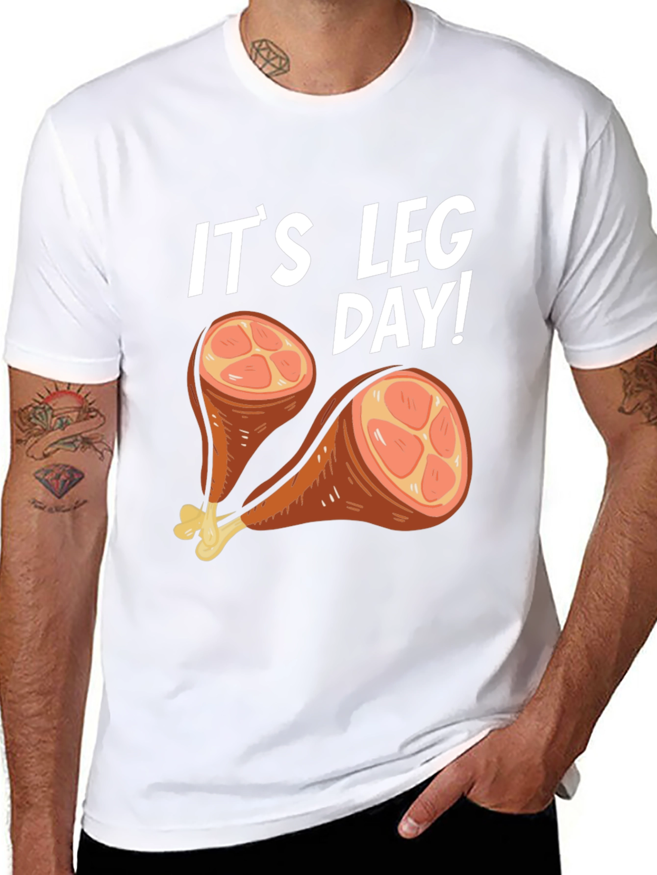 Black It's Leg Day Turkey Humor T-Shirt view 8
