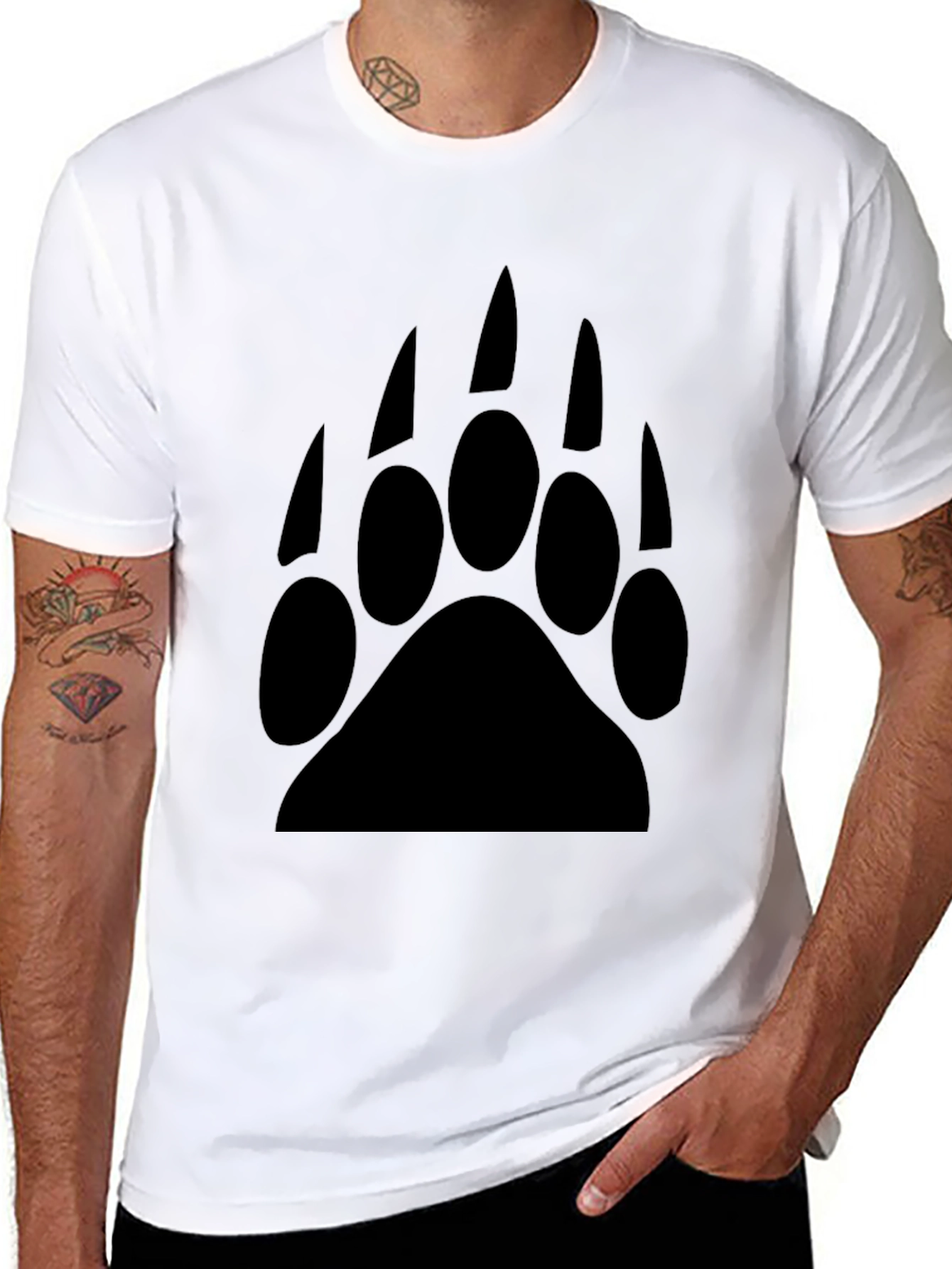 Black Bear Paw Graphic Tee - Men's Black T-Shirt view 8