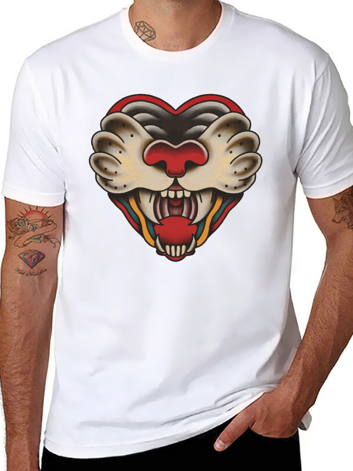 Black Heart Tattoo Graphic Tee - Bold Black Cotton view 8