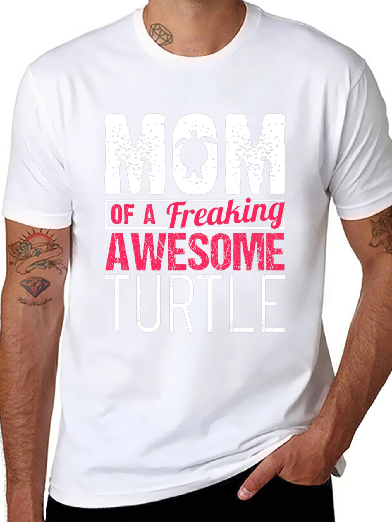 Black Mom of an Awesome Turtle Graphic T-Shirt view 8