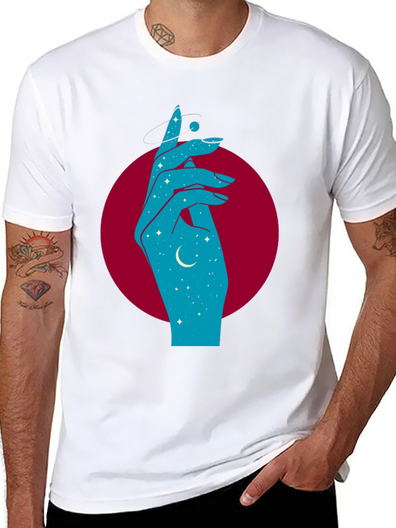 Black Celestial Hand Graphic Tee - Black view 8