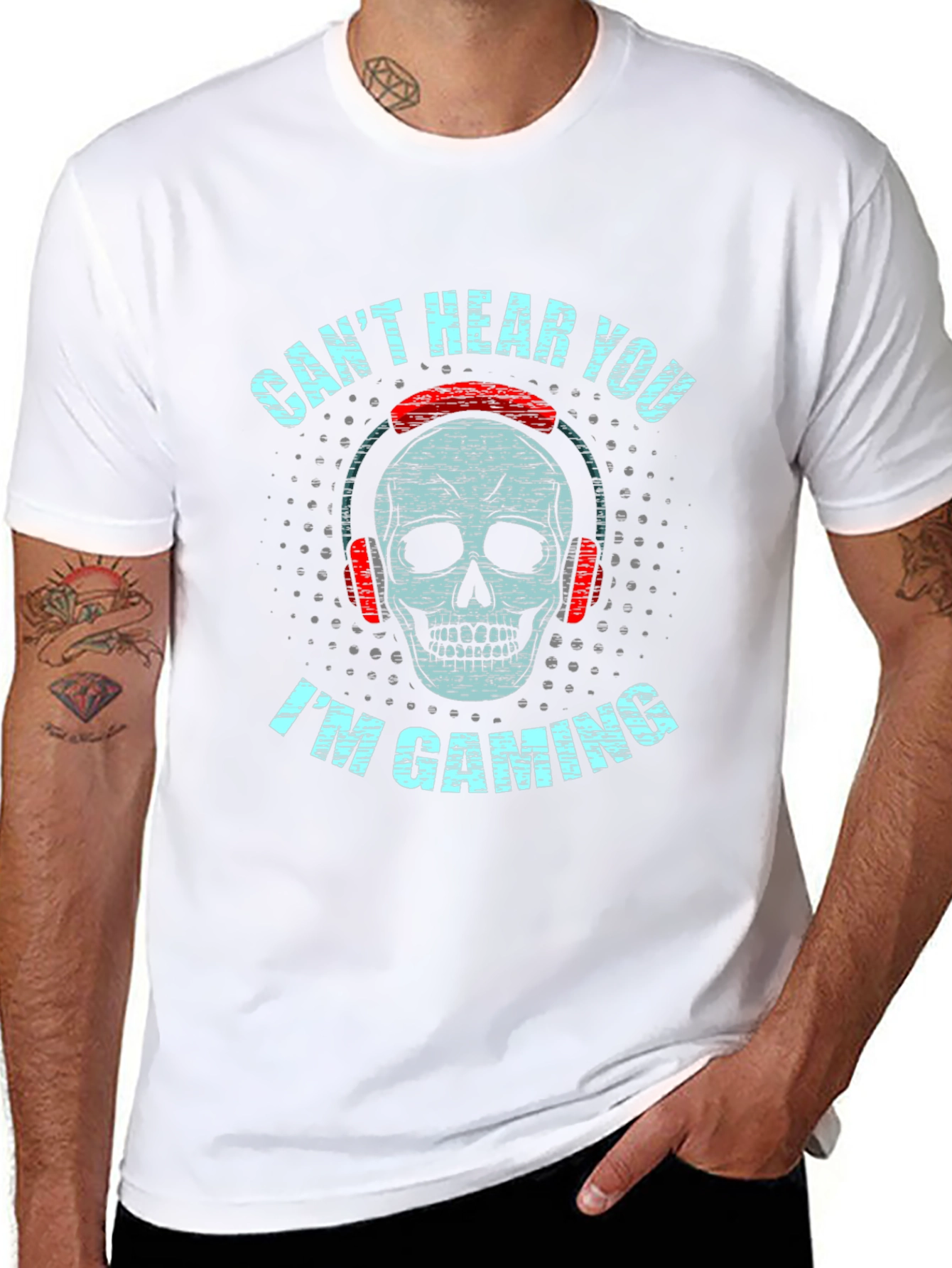 Black Gaming Skull Graphic Tee view 8