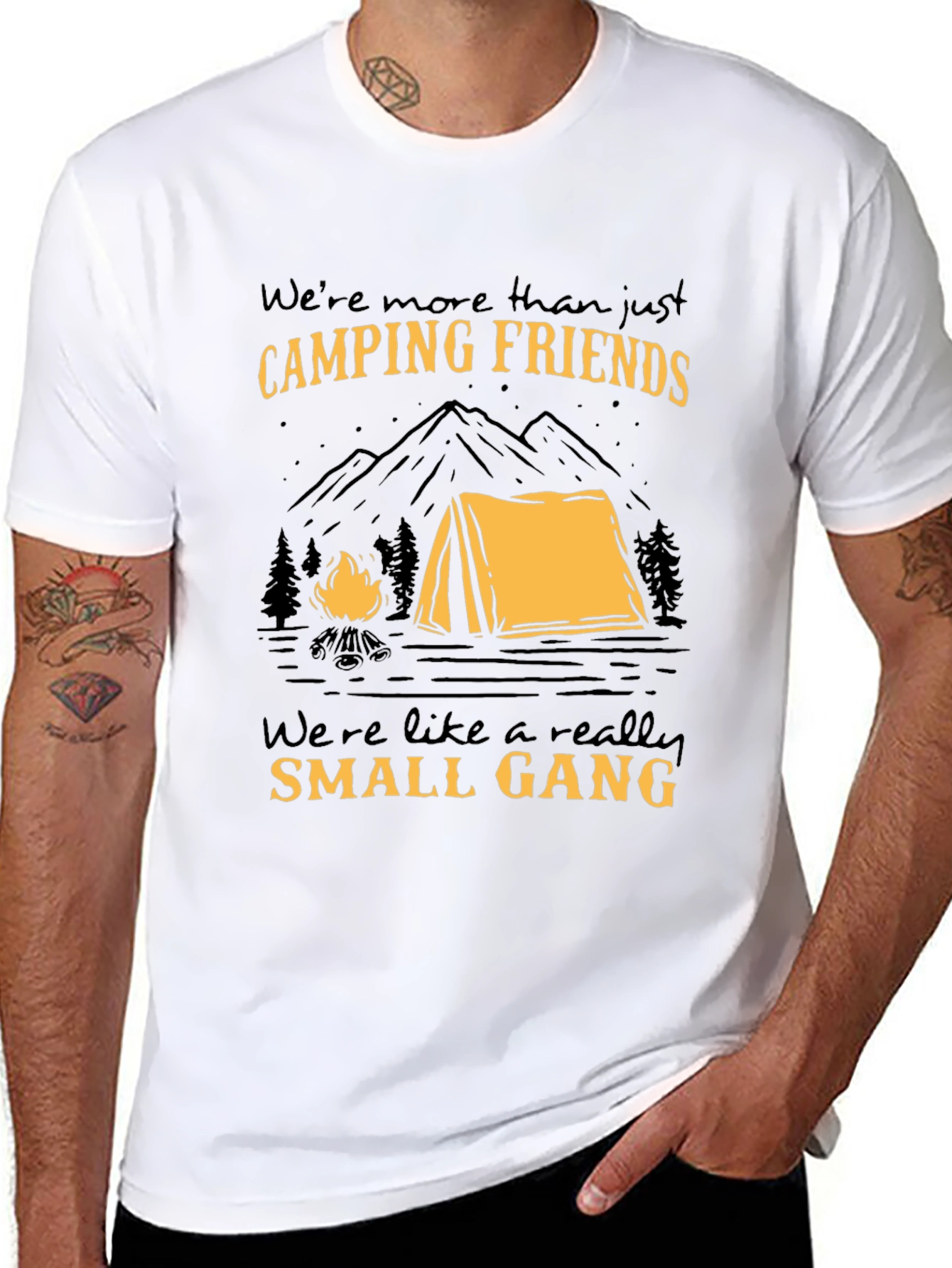 Black Camping Friends Small Gang Graphic T-Shirt view 8