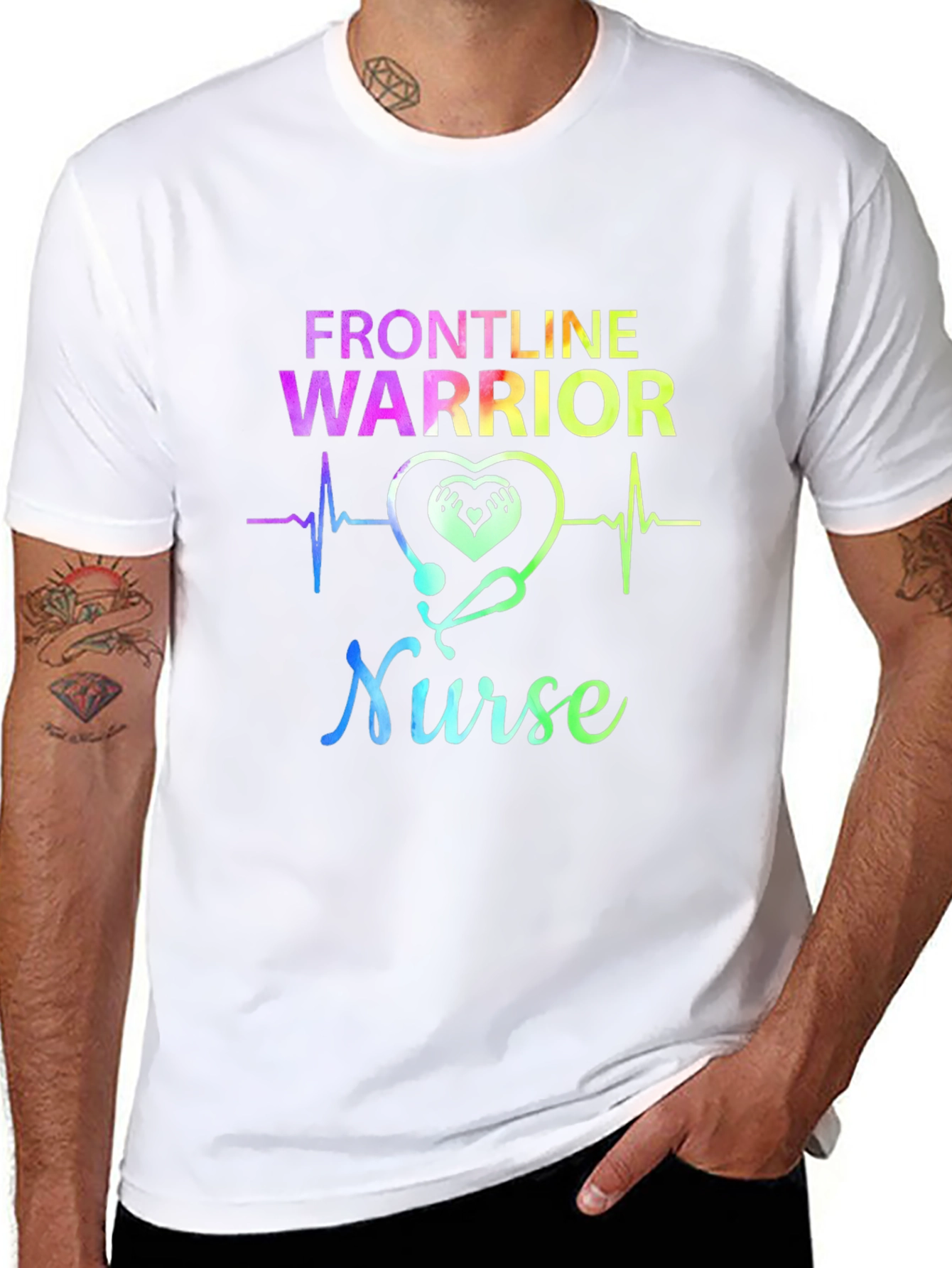 Black Frontline Warrior Nurse Graphic Tee - Unisex view 8