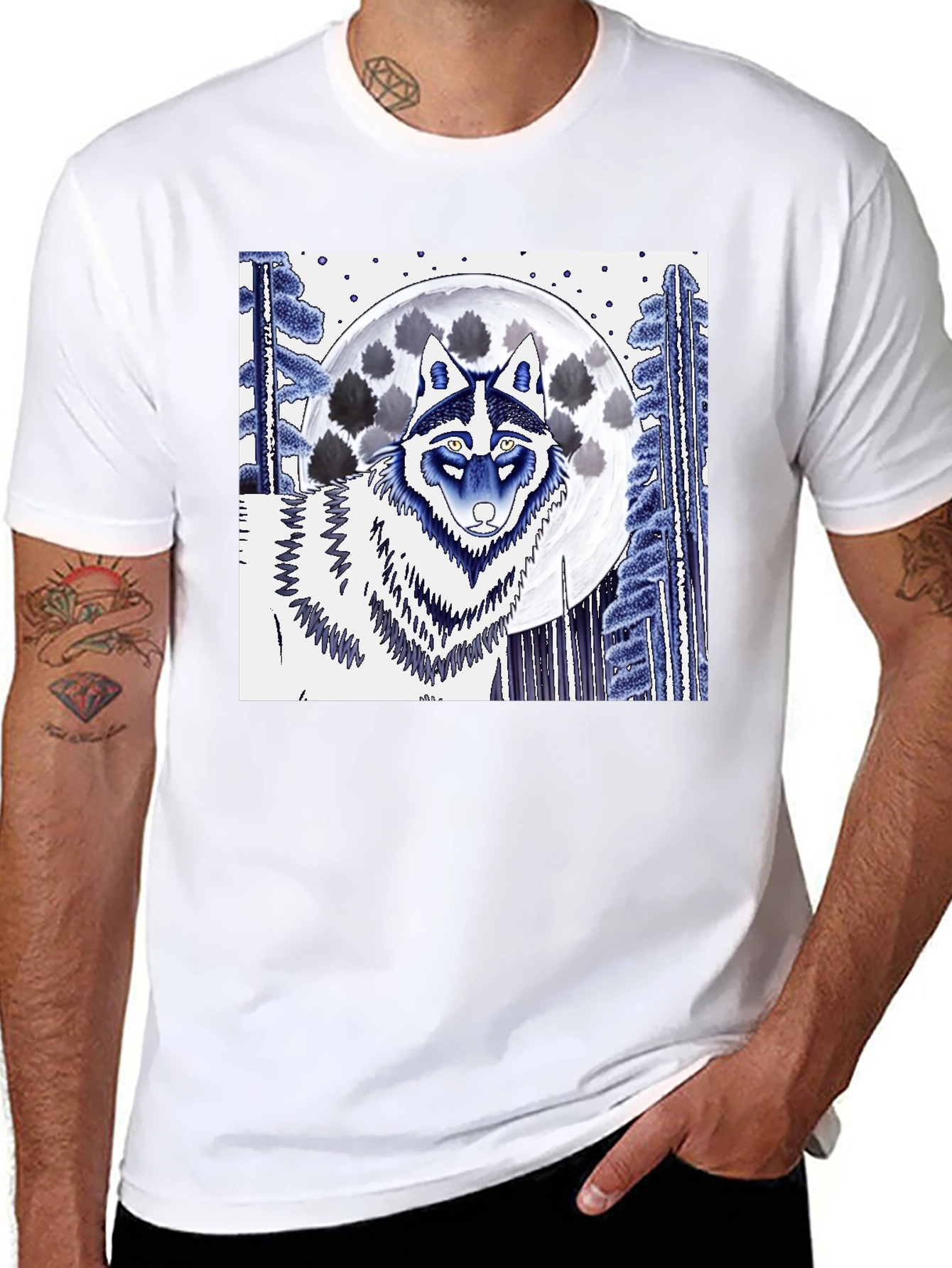 Black Wolf & Moon Graphic Tee view 8