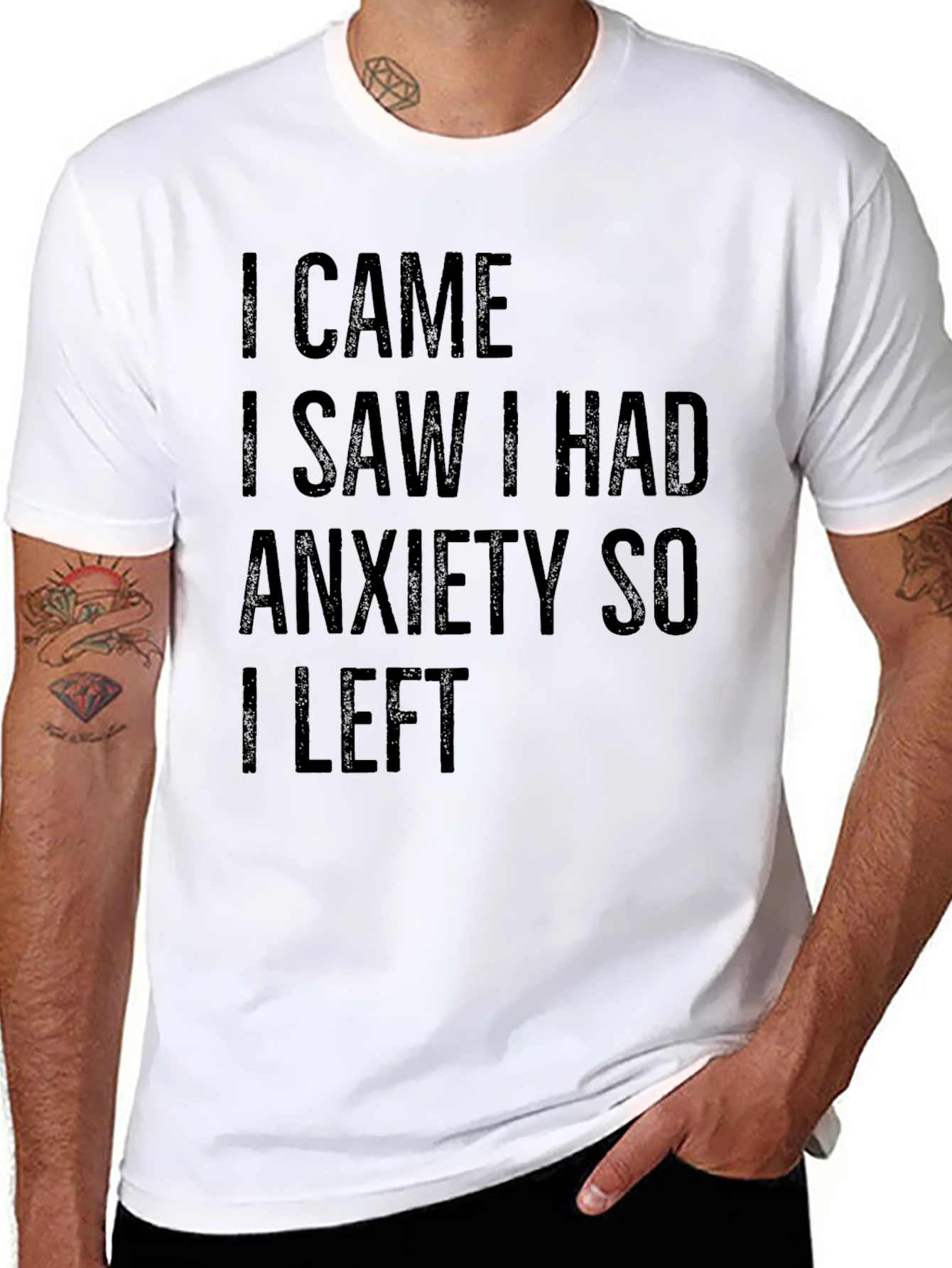 Black I Came I Saw I Had Anxiety T-Shirt view 8