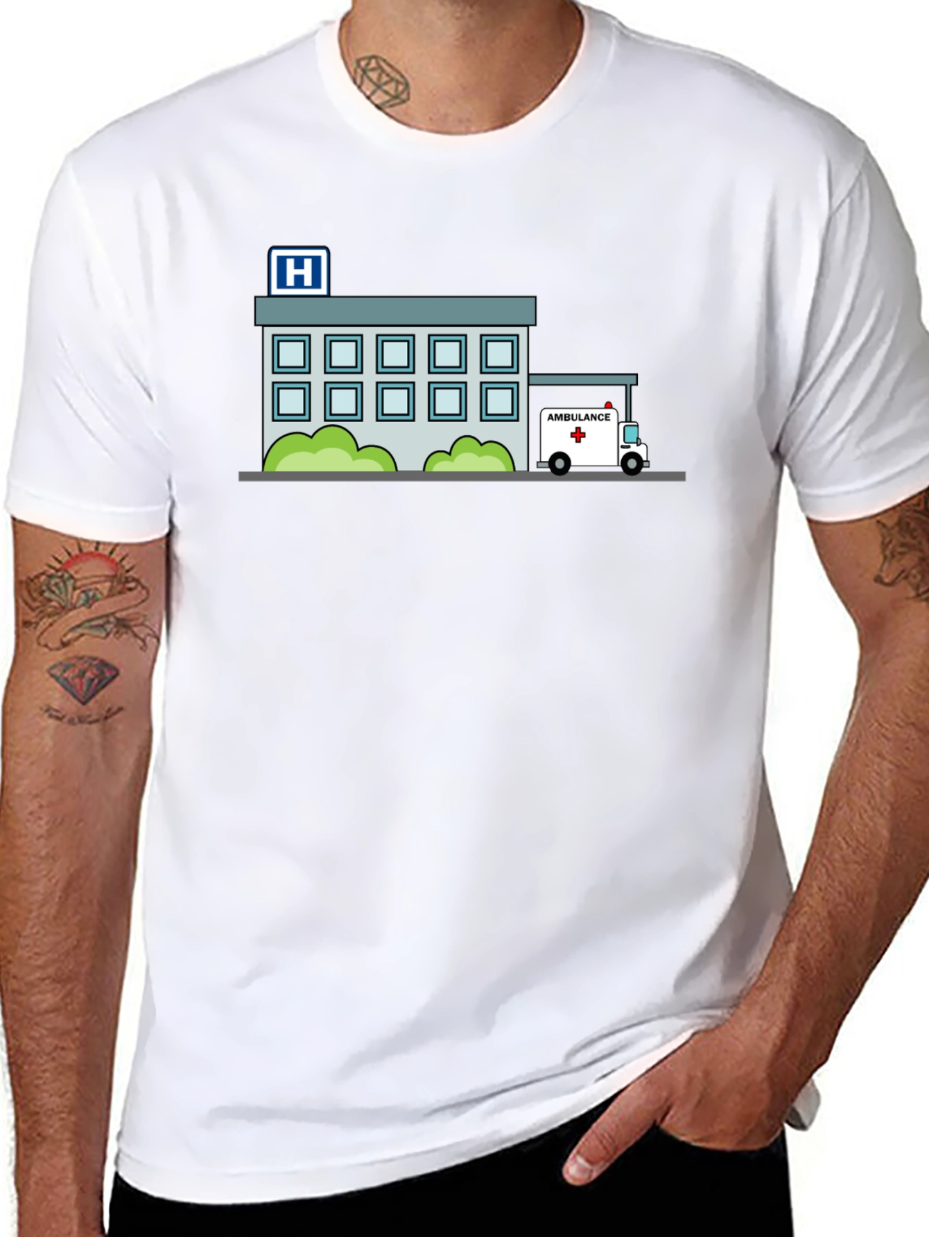Black Hospital & Ambulance Graphic T-Shirt view 8
