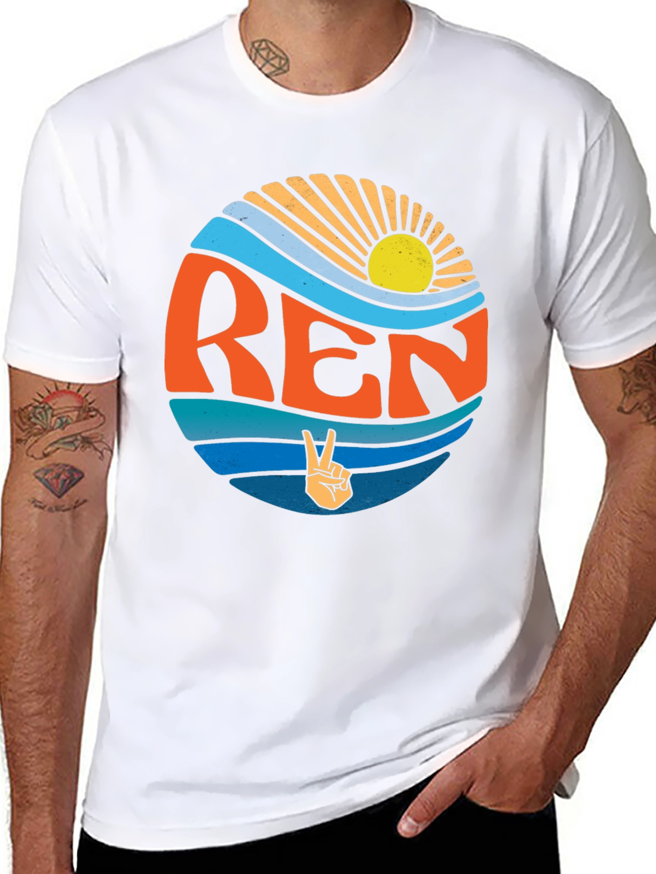 Black Retro REN T-Shirt - Peace Sign Graphic Tee view 8