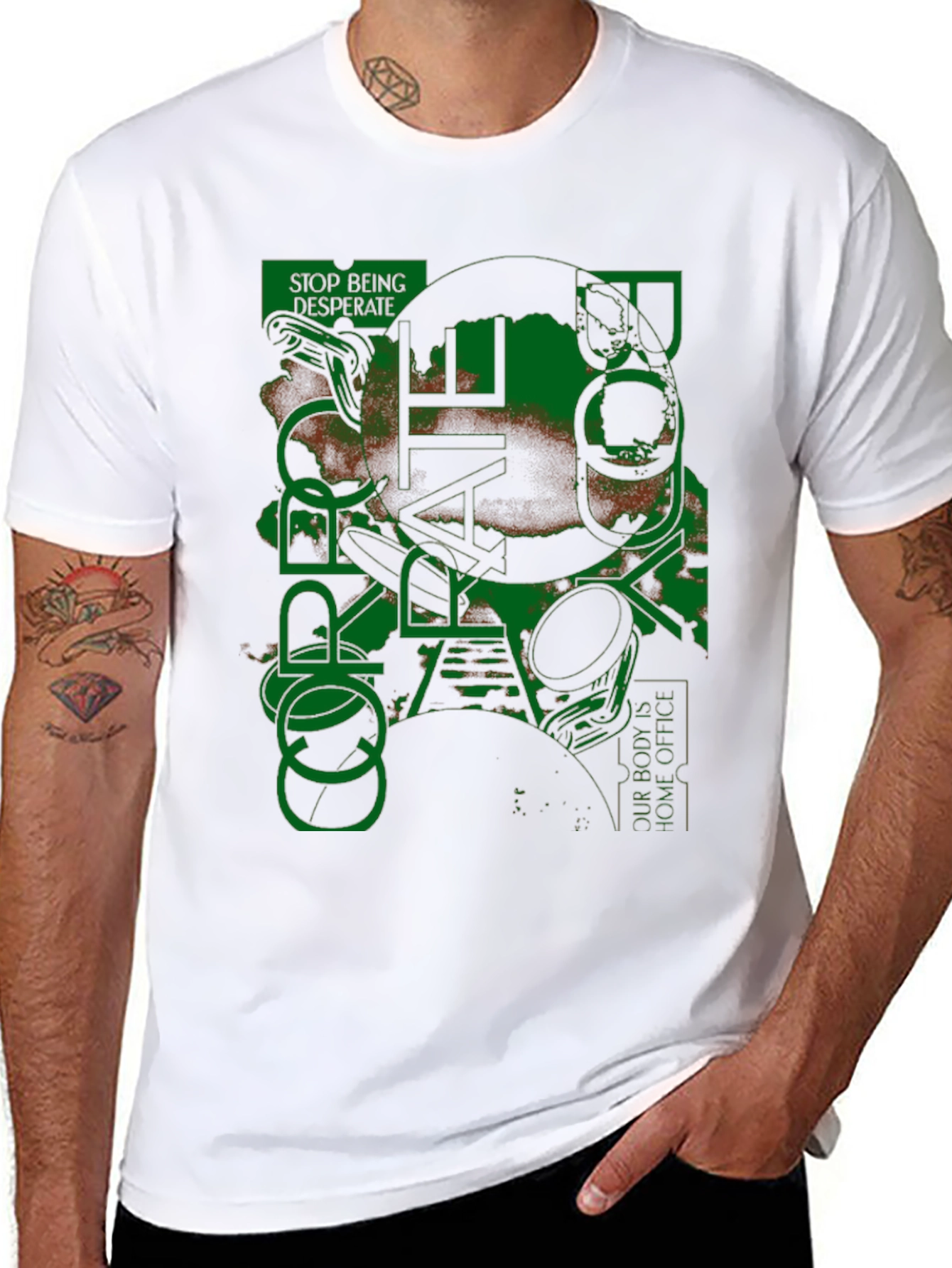 Black Abstract Graphic Tee - Stop Being Desperate T-Shirt view 8