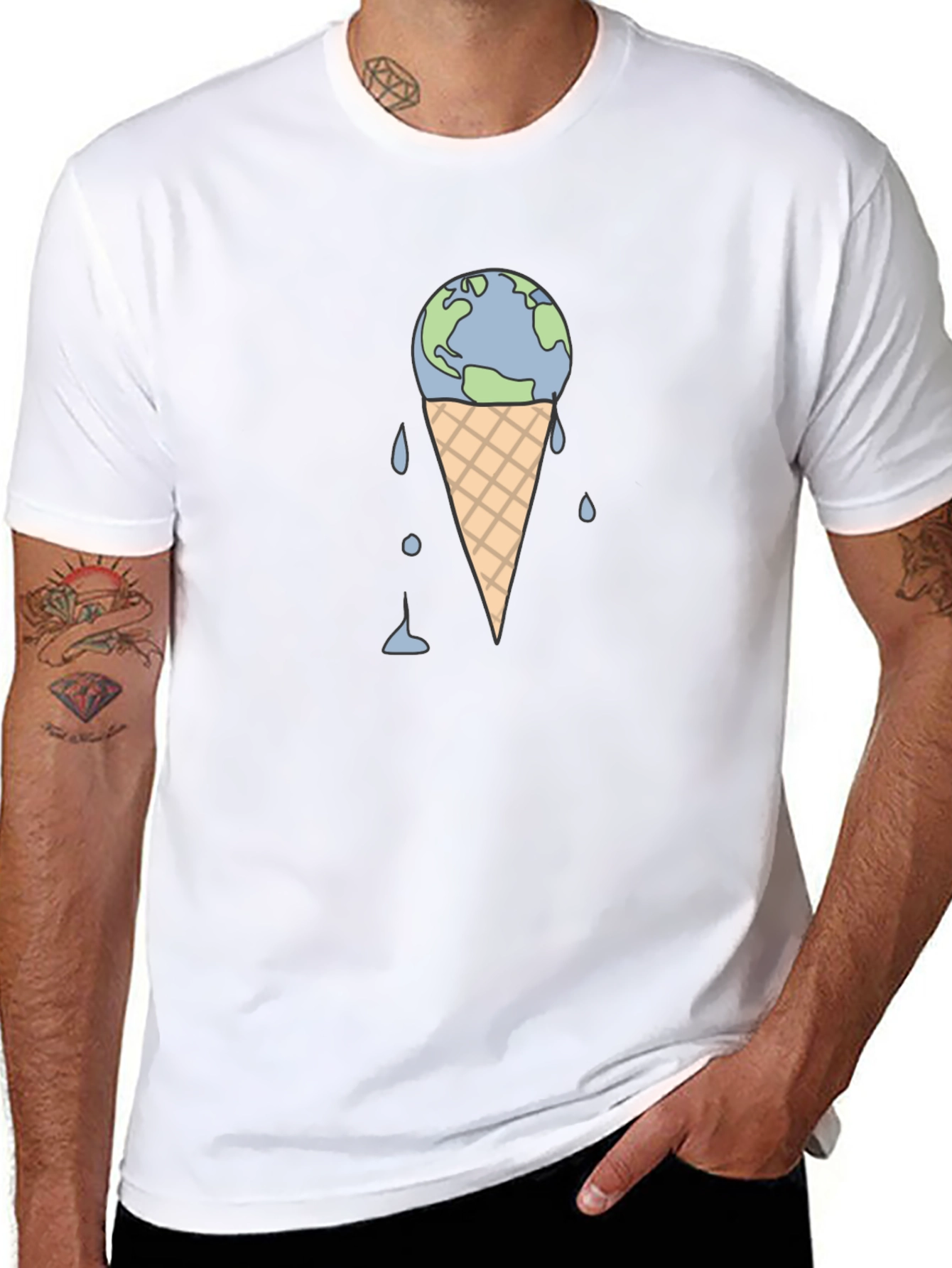 Black Earth Ice Cream Cone Graphic T-Shirt view 8