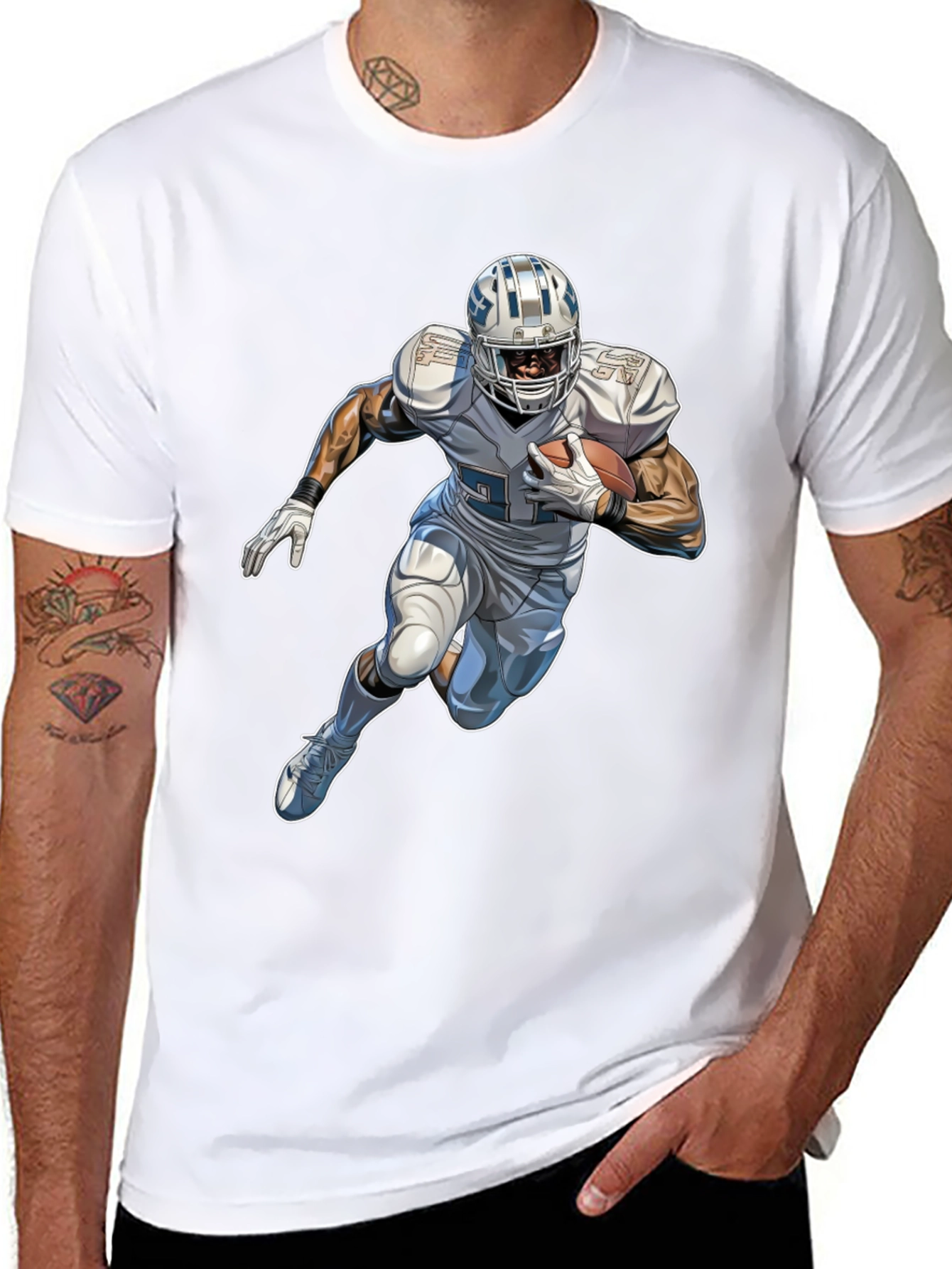 Black Football Player Graphic Black T-Shirt view 8