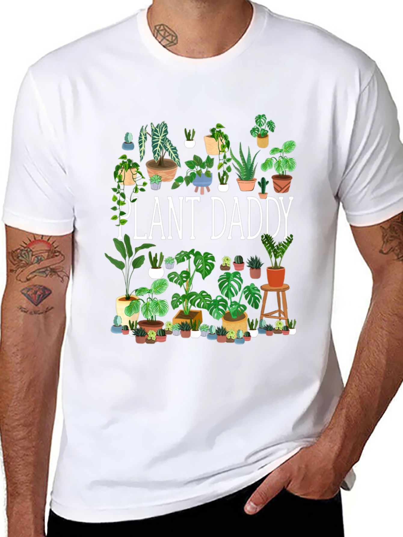 Black Plant Daddy T-Shirt - Gardener Gift view 8