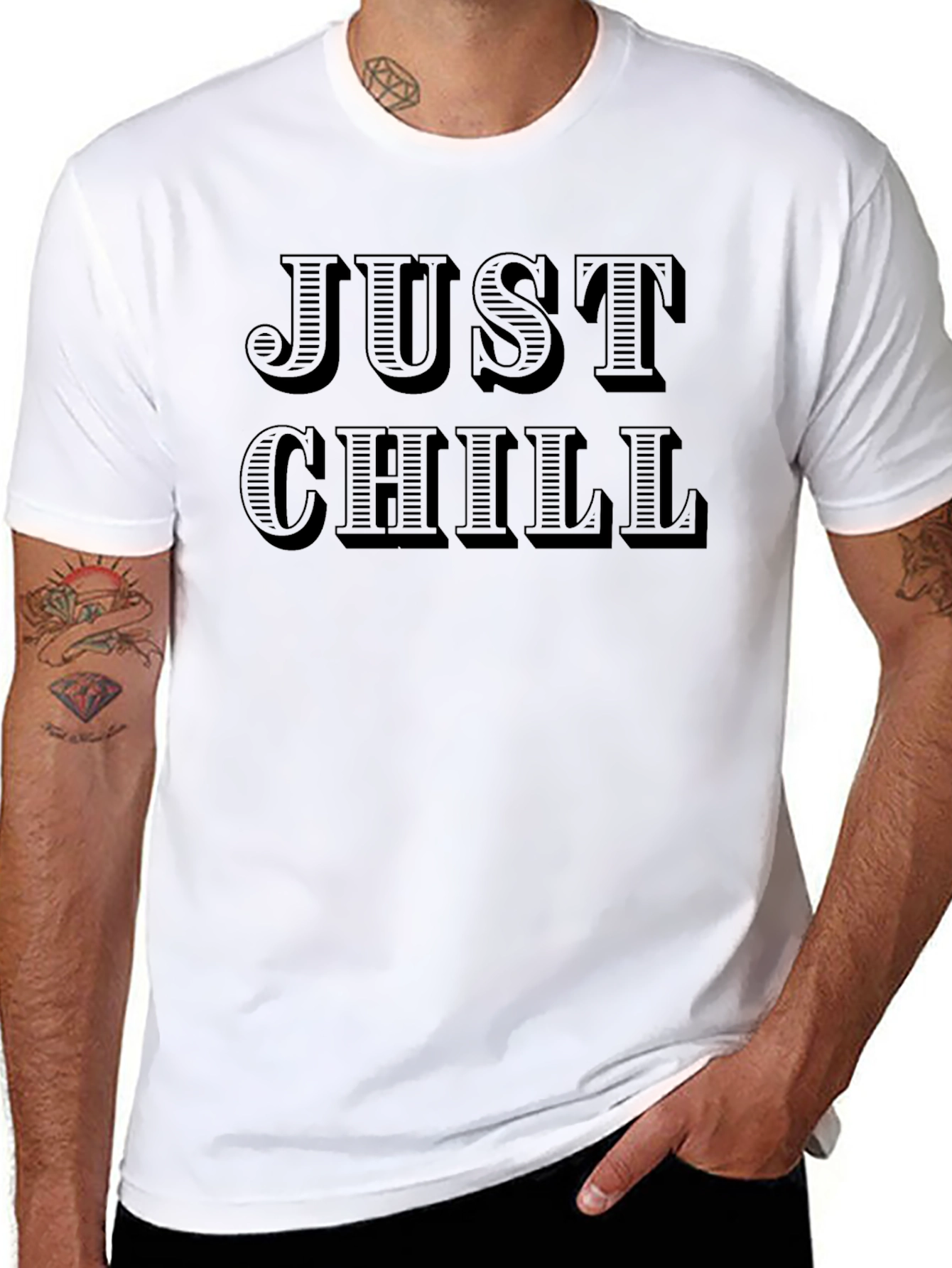 Black Just Chill Black Graphic T-Shirt view 8