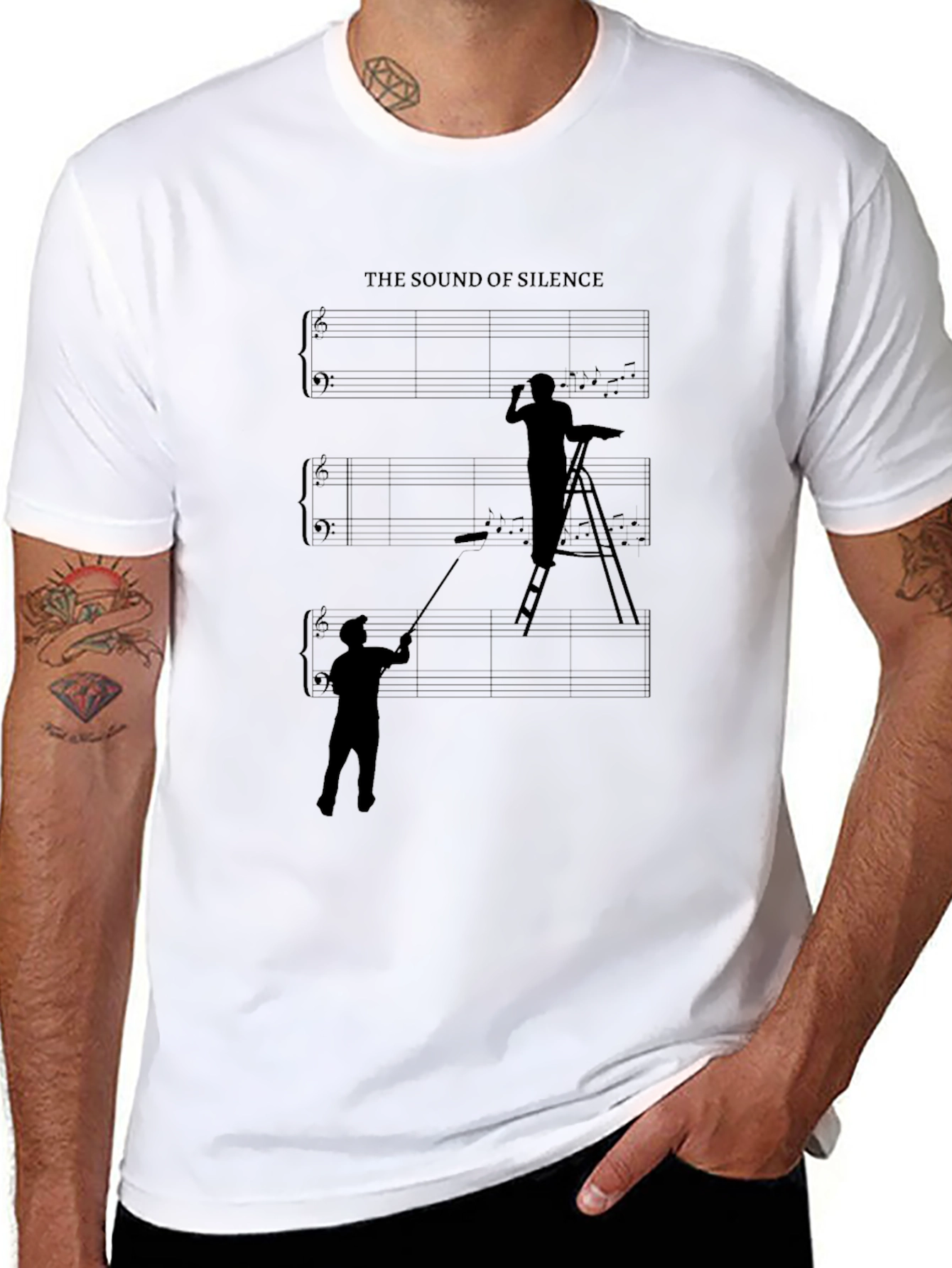 Black The Sound of Silence Graphic T-Shirt - Painter Theme view 8