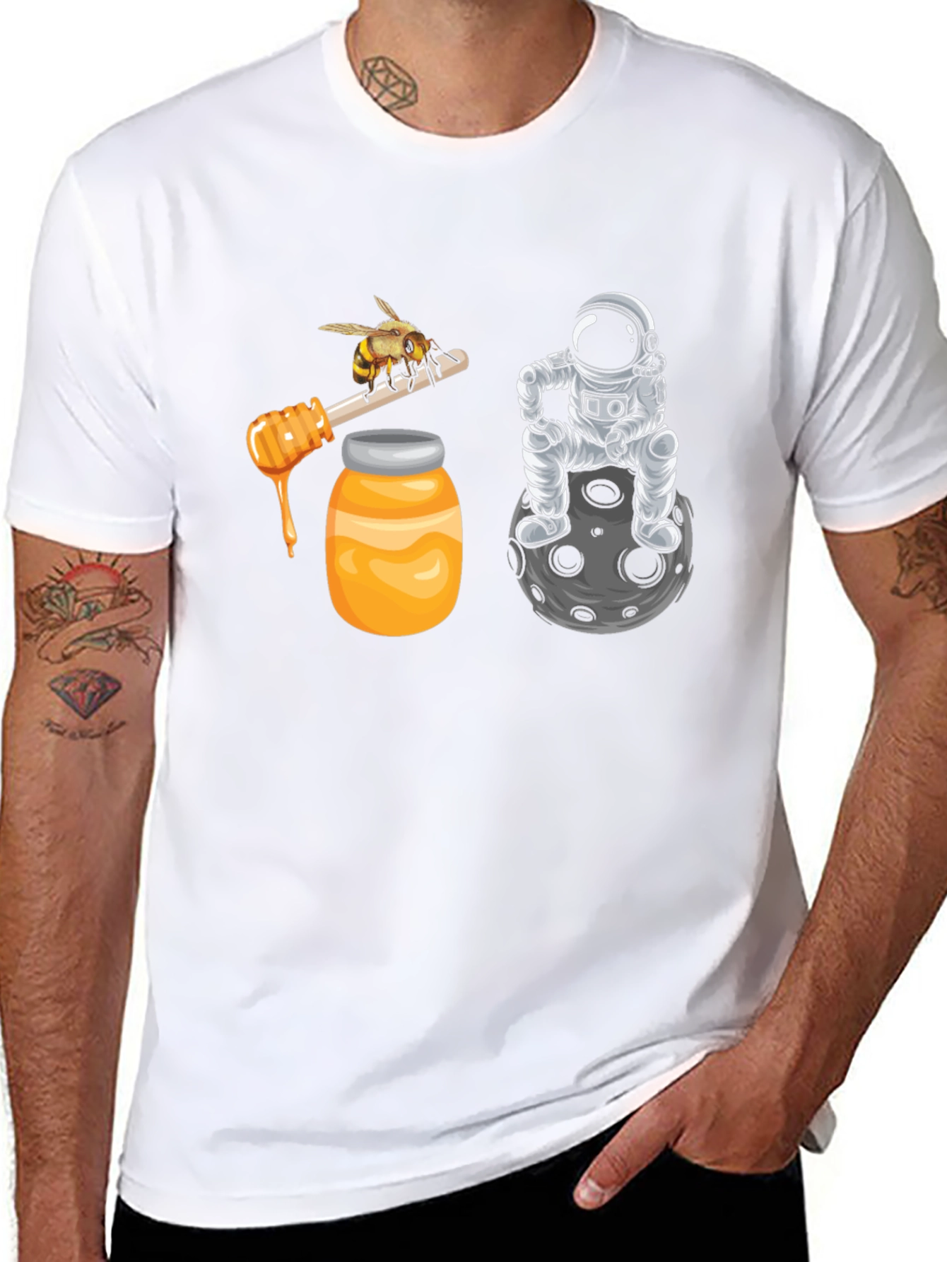 Black Astronaut Bee & Honey T-Shirt view 8