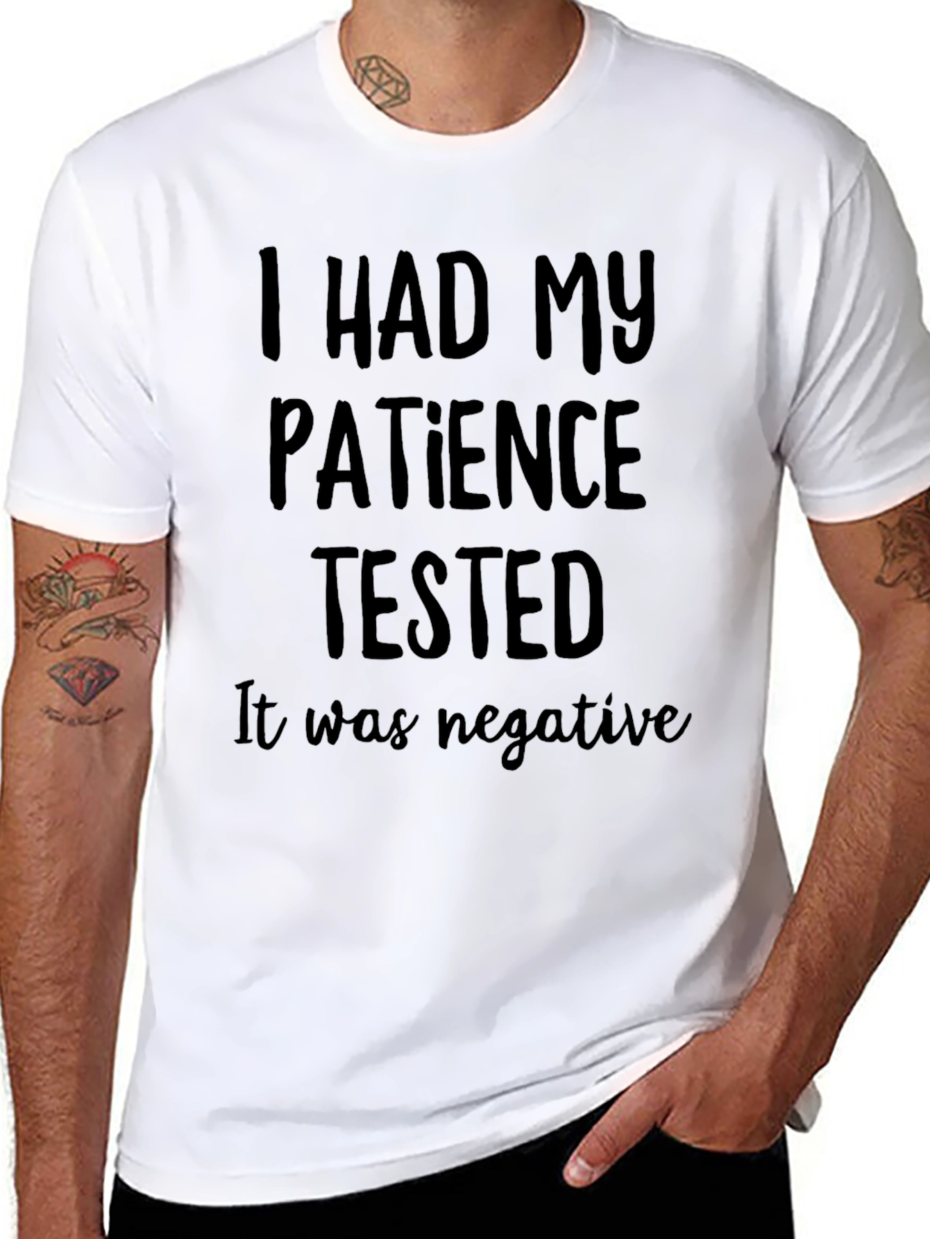 Black Funny Patience Tested Graphic Tee for Men view 8