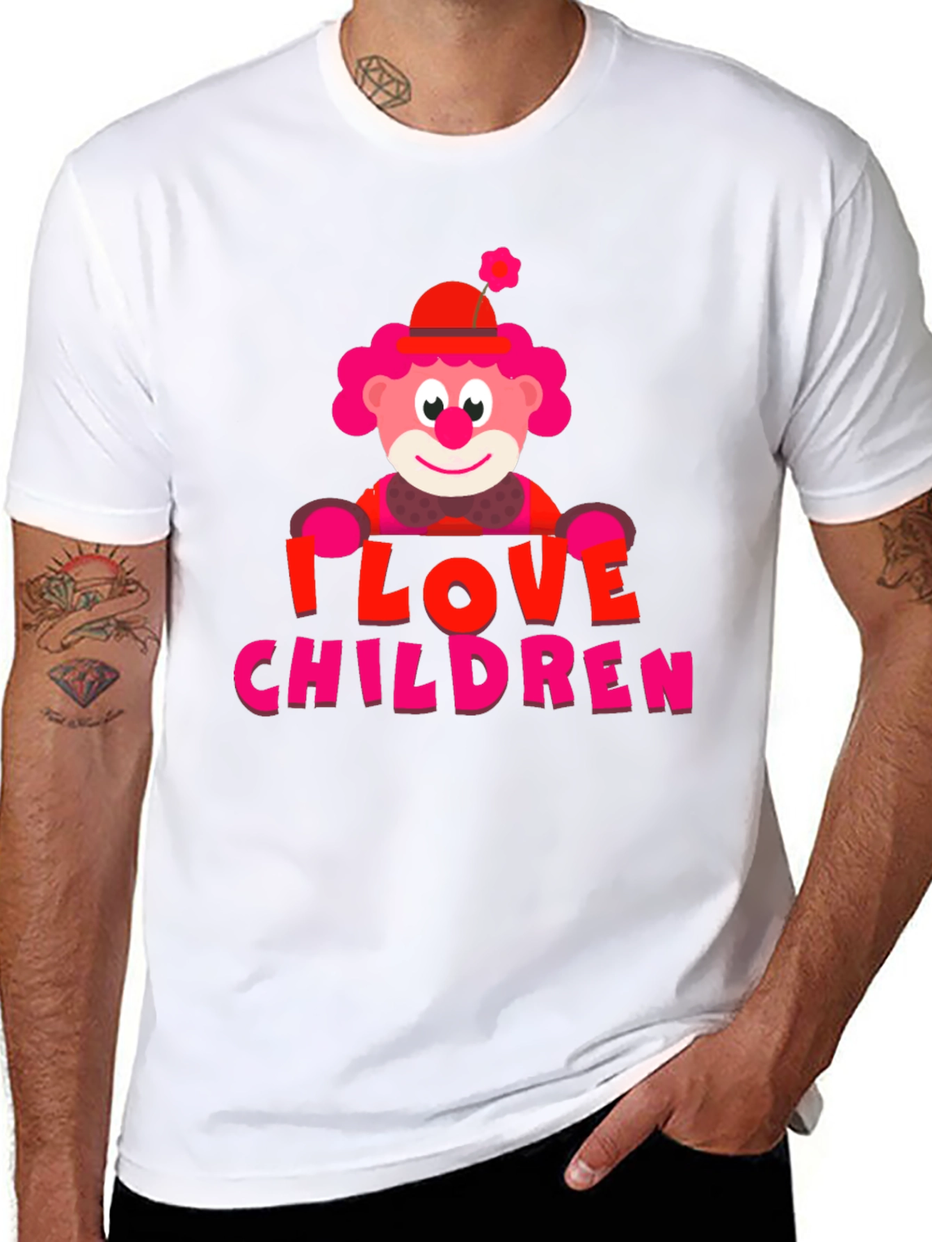 Black I Love Children Clown Graphic T-Shirt view 8