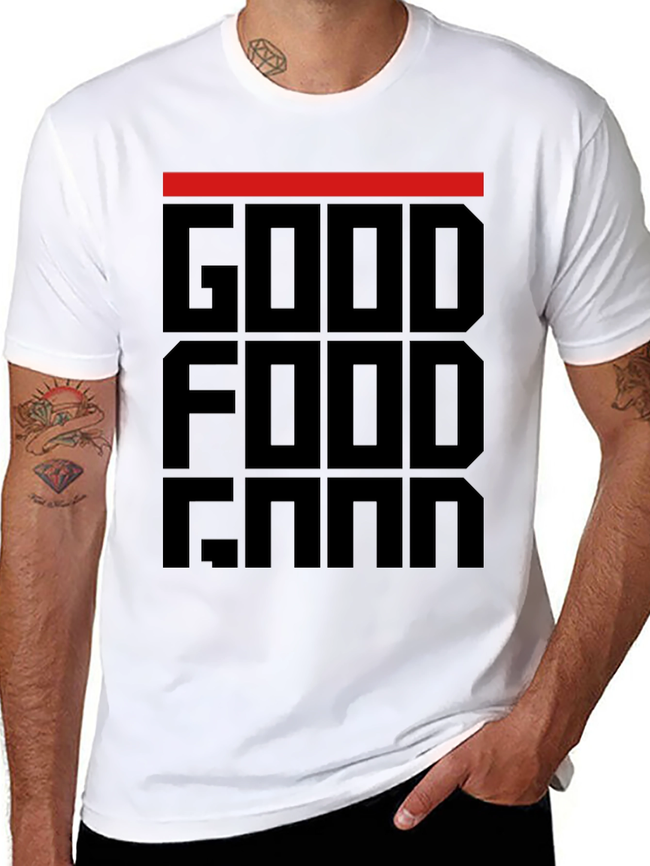 Black Good Food Gang T-Shirt - Black Graphic Tee view 8