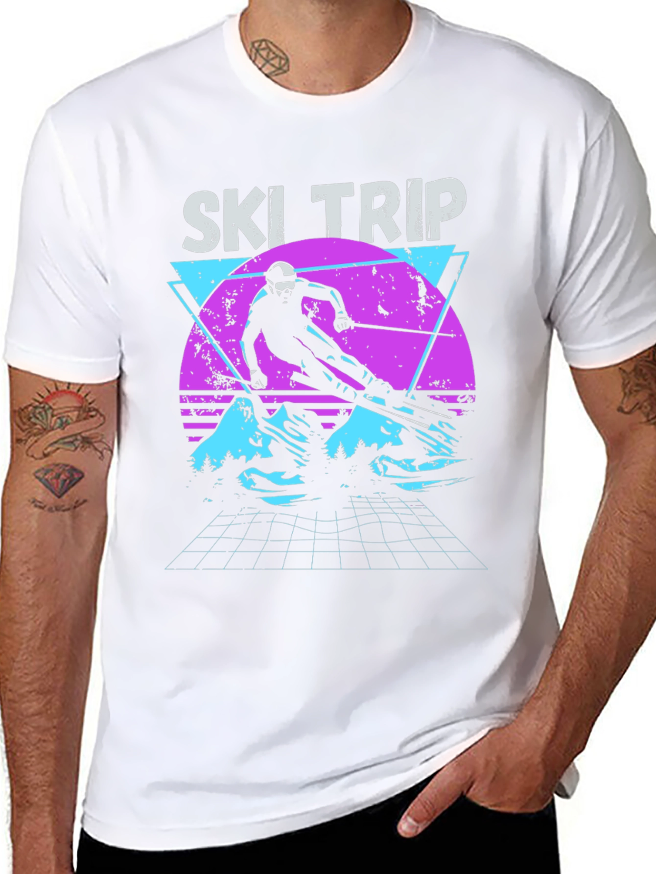 Black Retro Ski Trip T-Shirt - Vintage 80s Style view 8
