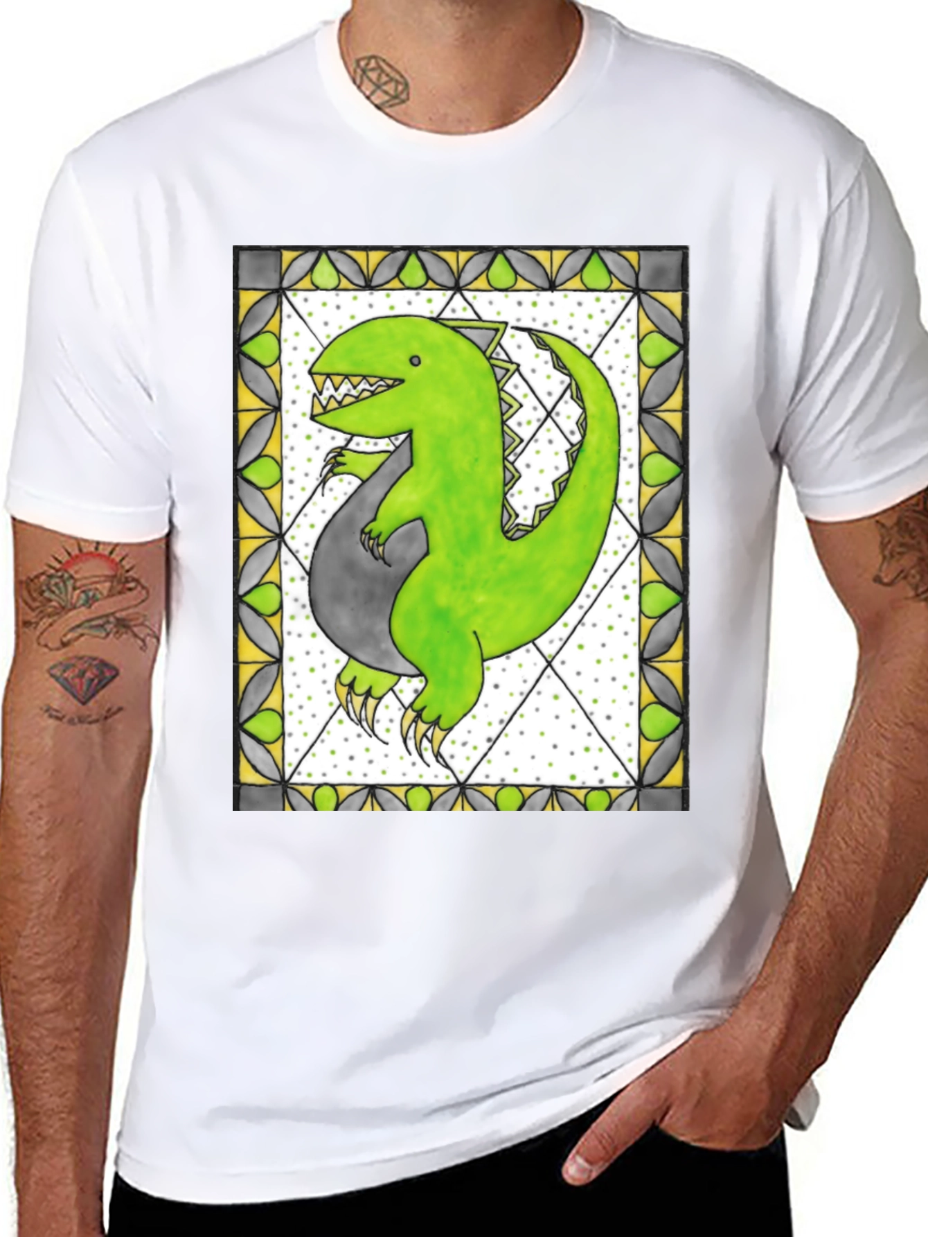 Black Dinosaur Graphic Tee - Unique Design view 8