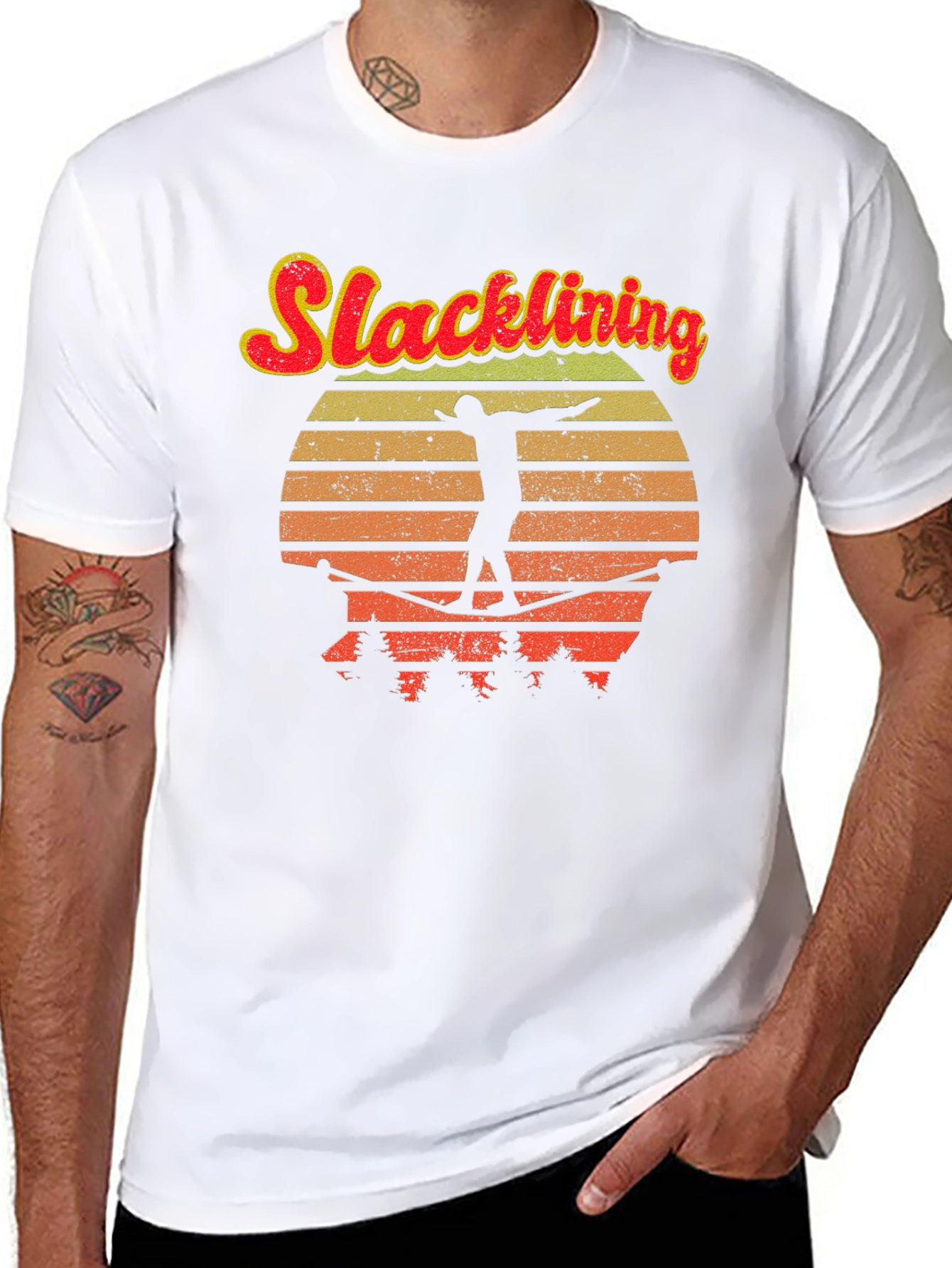 Black Retro Slacklining T-Shirt view 8