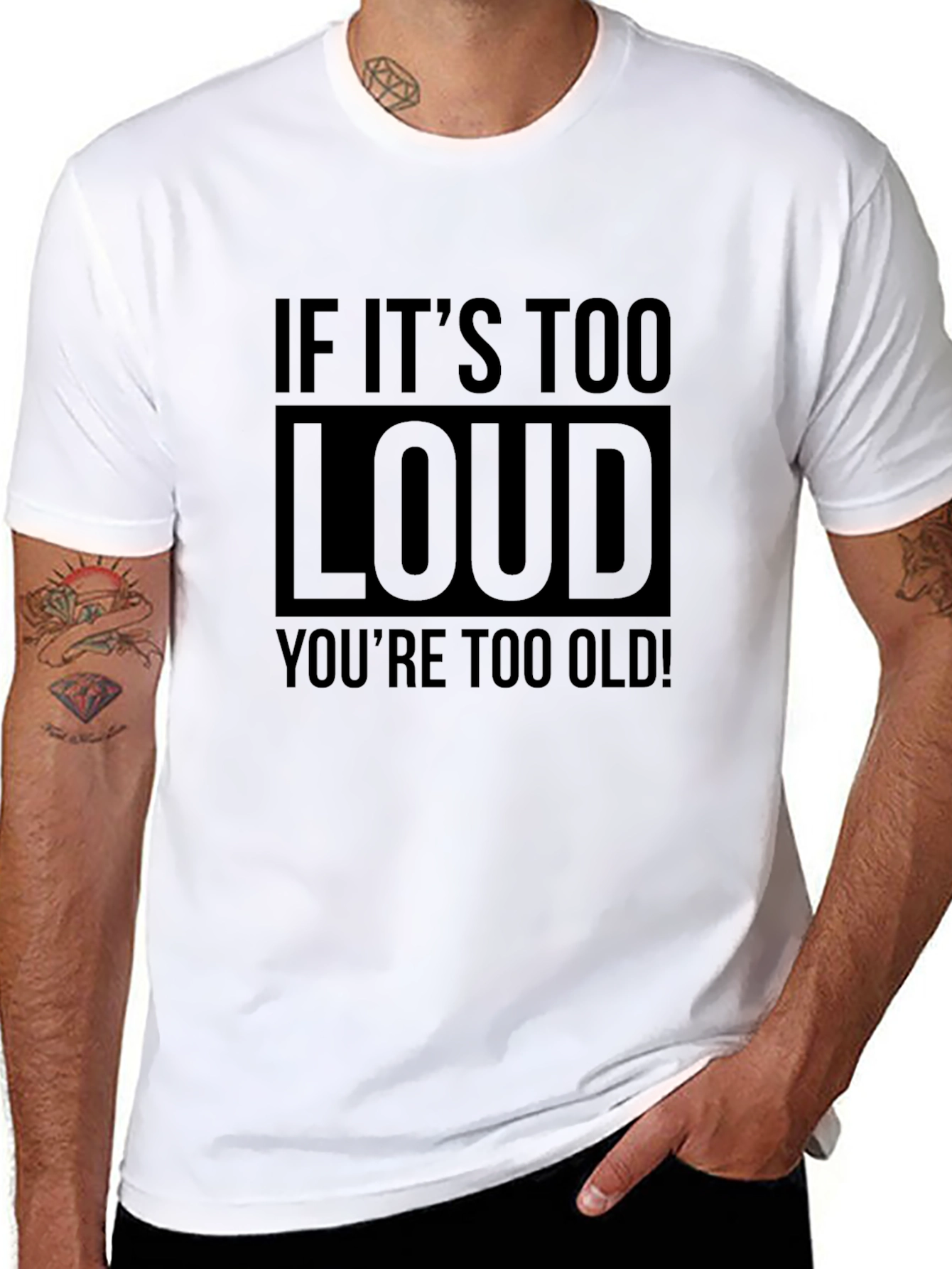 Black If It's Too Loud You're Too Old Men's Graphic Tee view 8