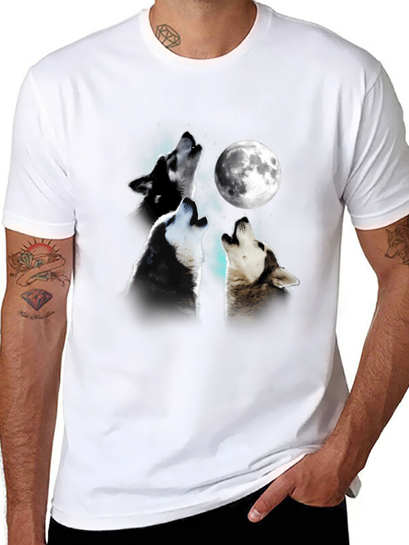 Black Wolf Moon T-Shirt - Unique Graphic Tee view 8