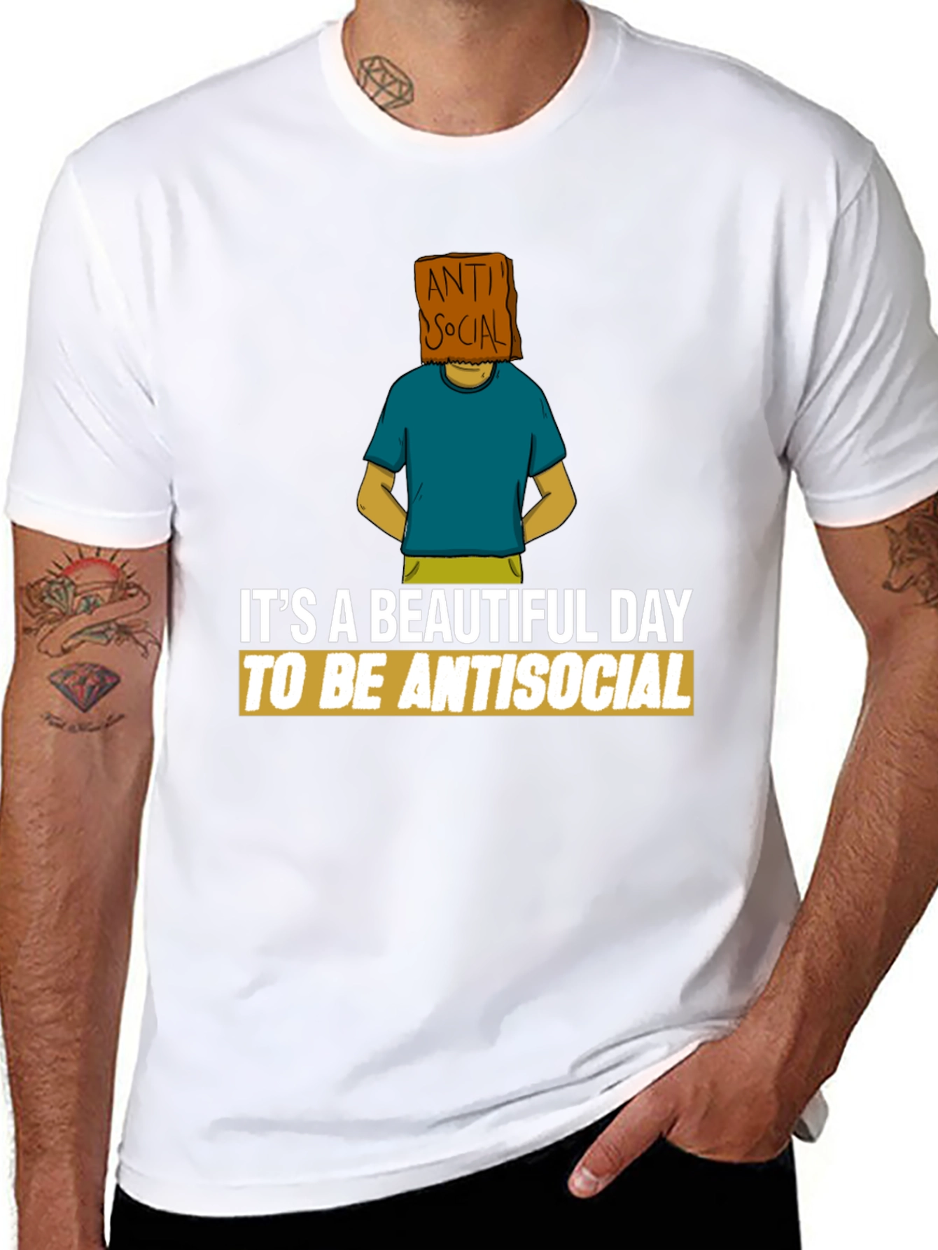 Black Antisocial T-Shirt - Funny Graphic Tee view 8
