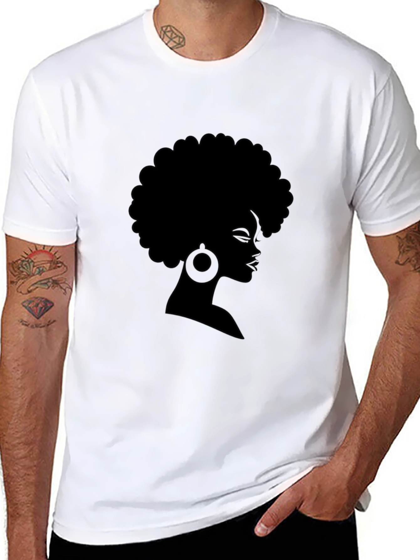 Black Afro Woman Silhouette T-Shirt - 8