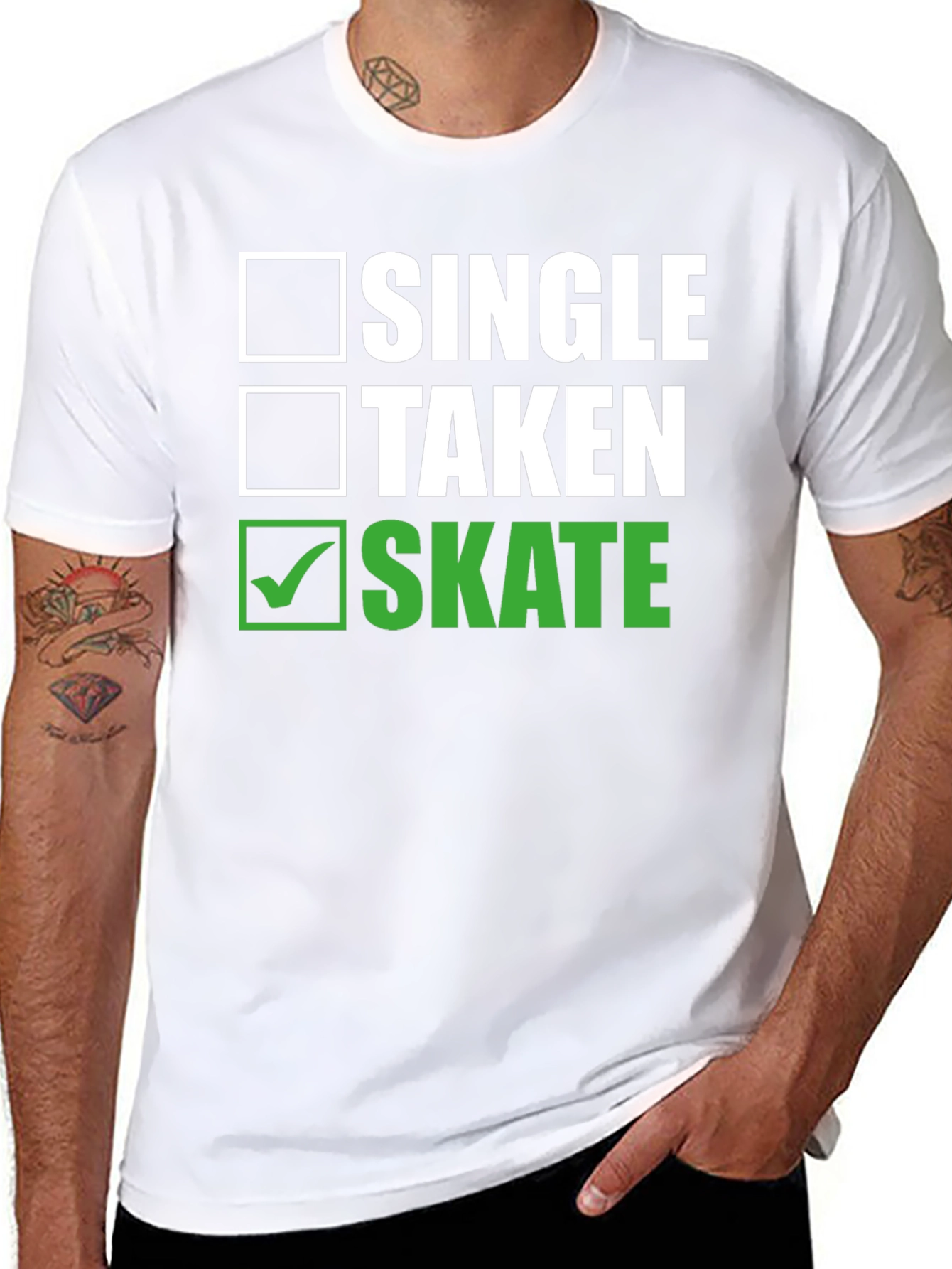 Black Single Taken Skate T-Shirt - Funny Skateboarder Tee view 8