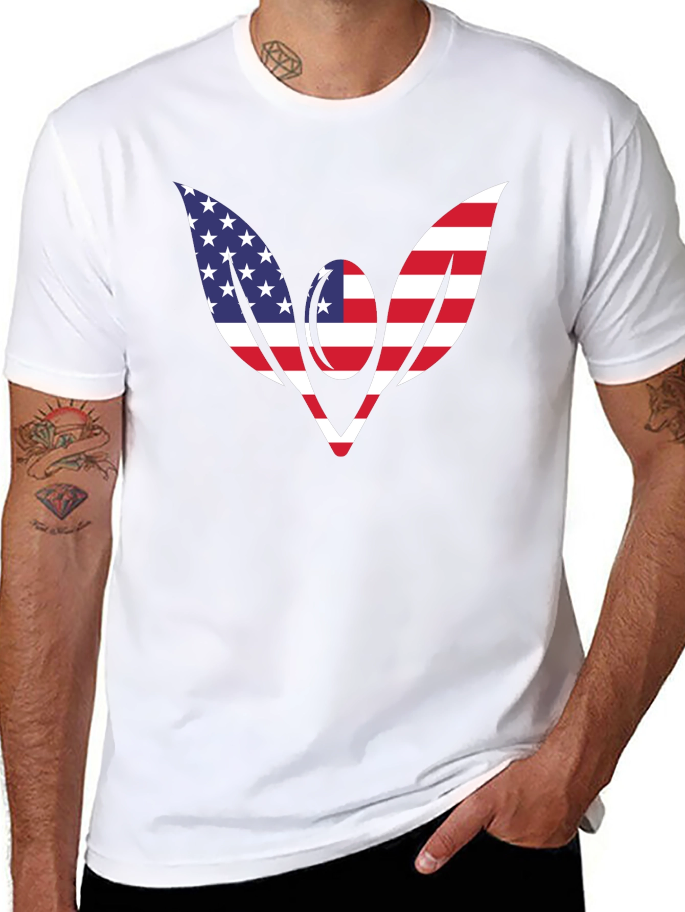 Black American Flag Wings T-Shirt - Patriotic Tee view 8
