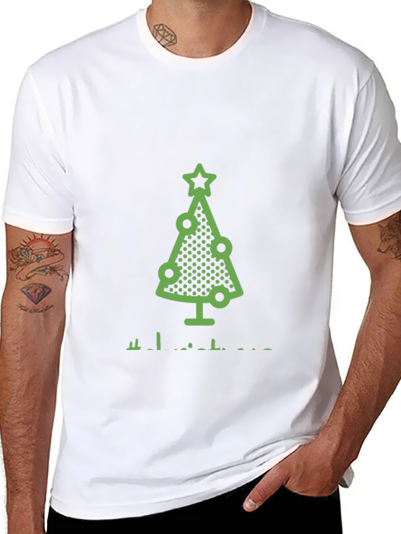 Black Festive Christmas Tree Graphic Tee - Holiday Style view 8