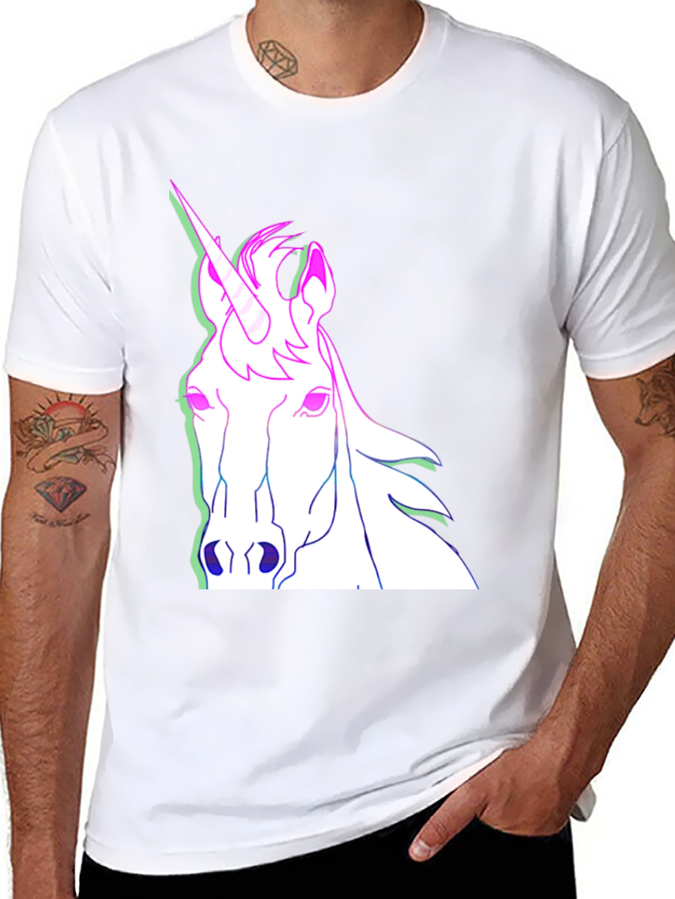 Black Unicorn Graphic Tee - Men's Black T-Shirt view 8