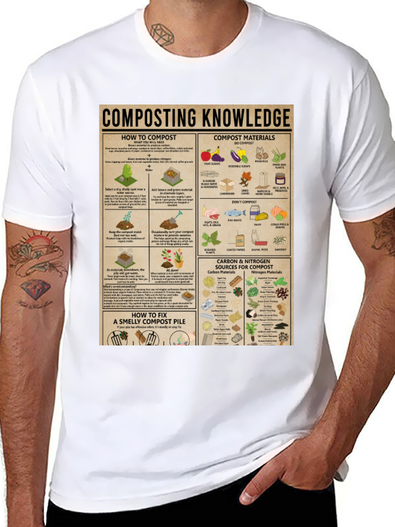 Black Composting Knowledge Graphic Tee view 8
