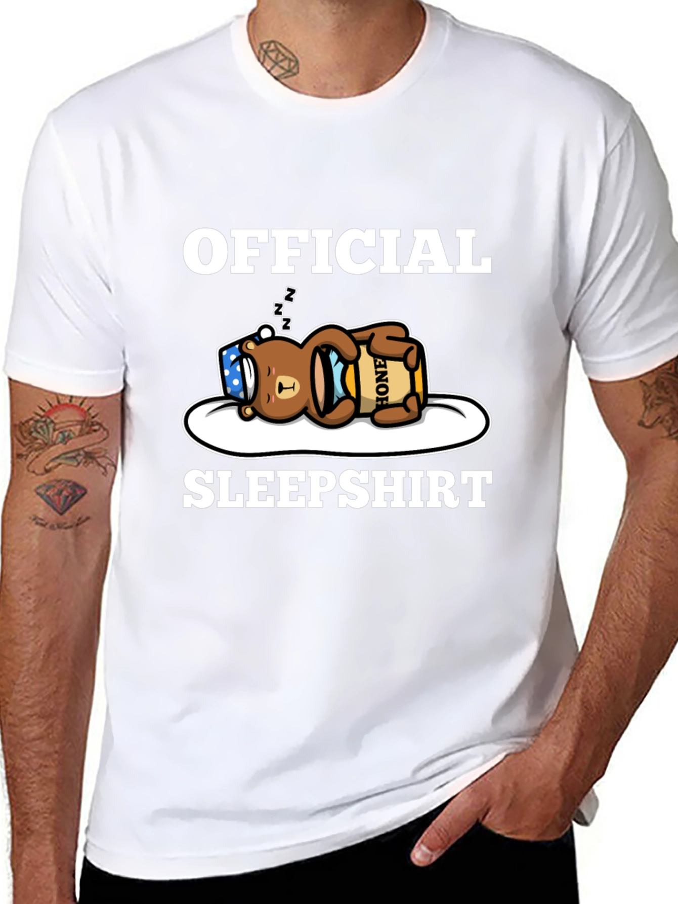 Black Official Sleepshirt - Bear with Honey Pot T-Shirt view 8