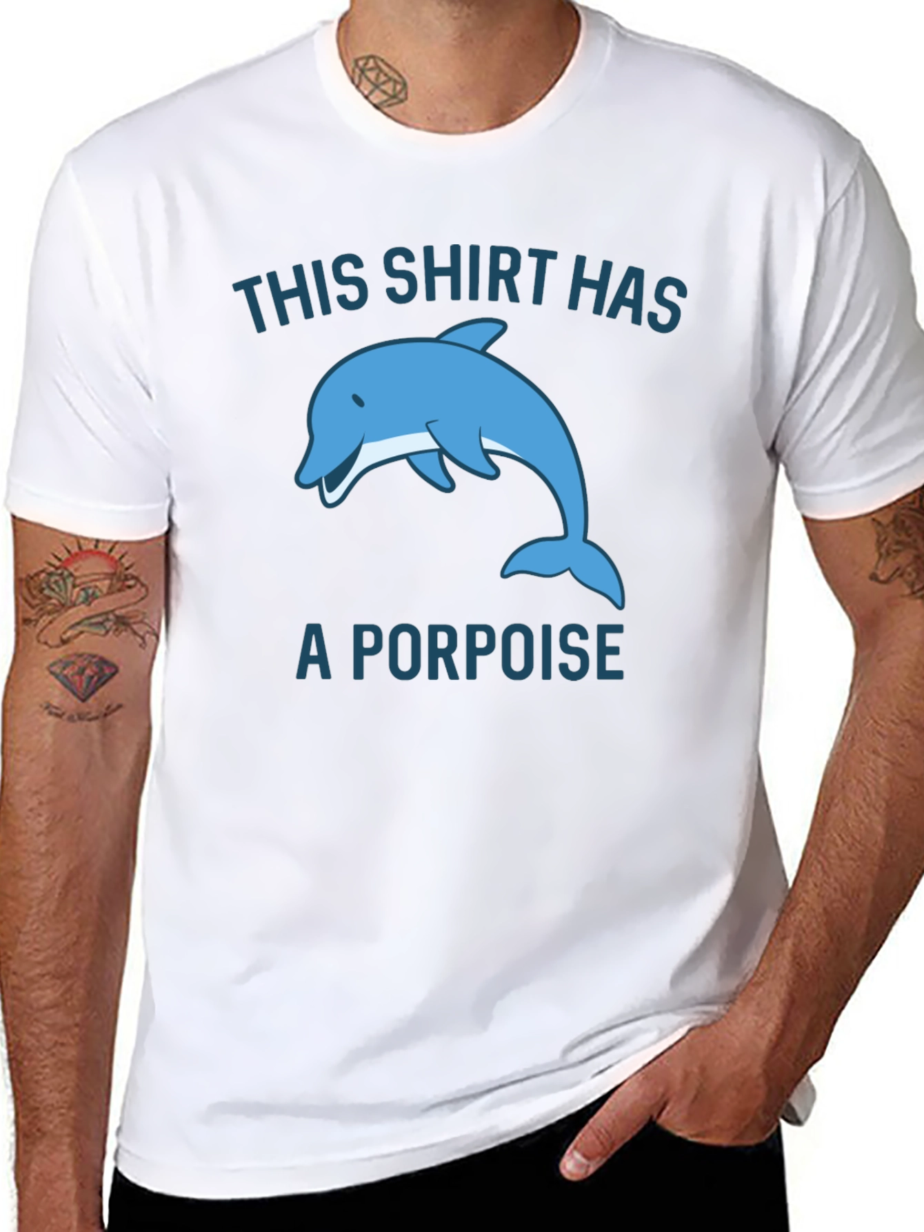 Black Funny Porpoise Graphic T-Shirt view 8
