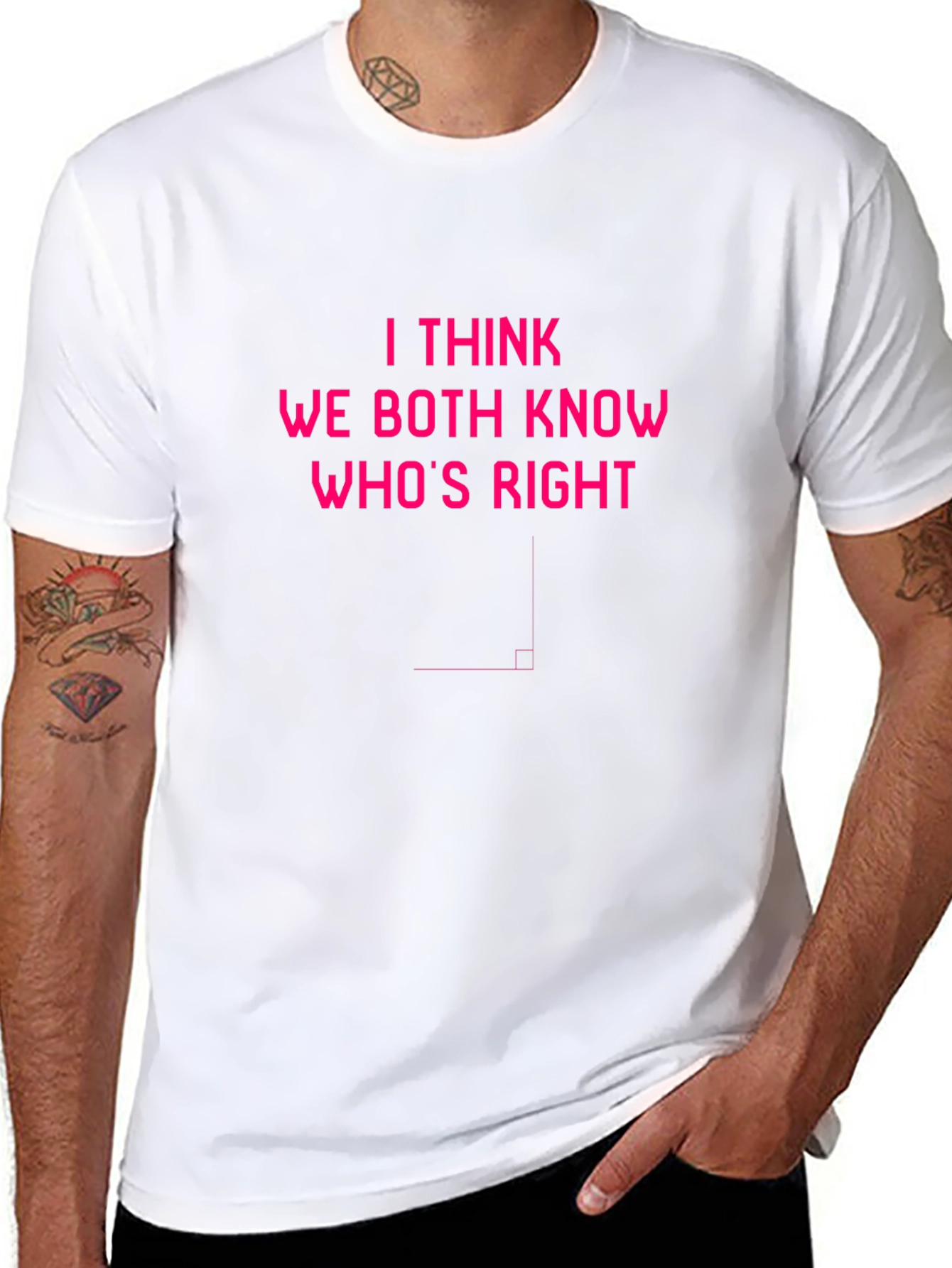 Black Humorous Men's Black T-Shirt - "I Think We Both Know Who's Right" view 8