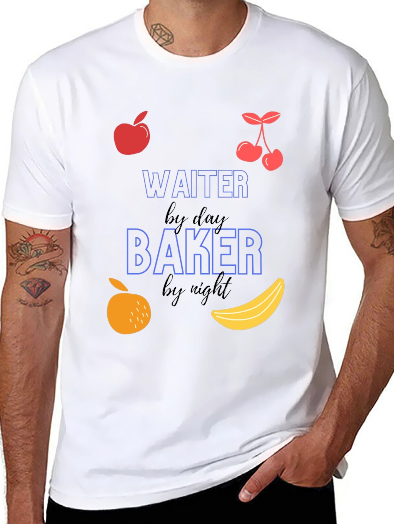 Black Waiter by Day Baker by Night Funny T-Shirt view 8