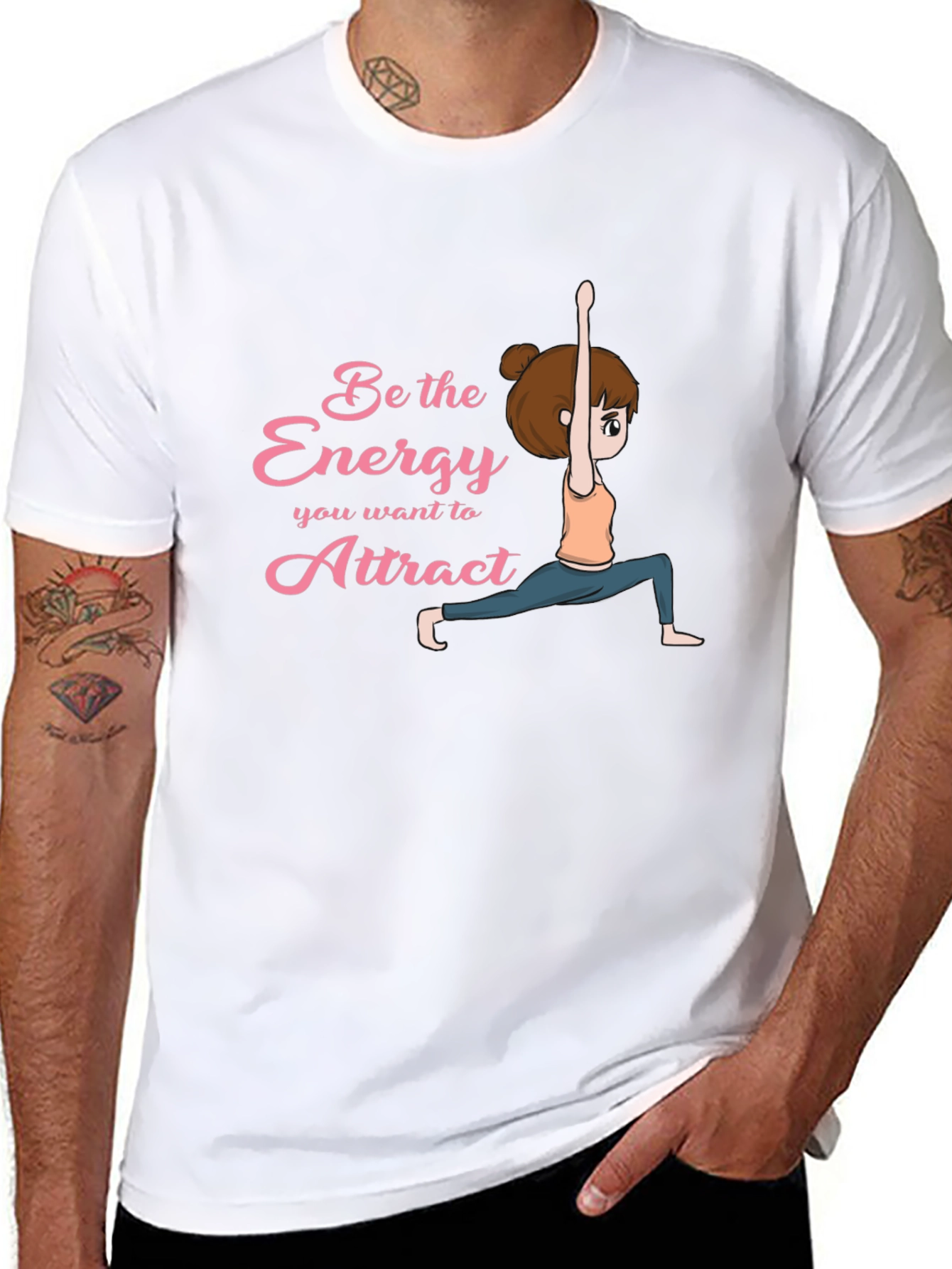 Black Yoga Energy Black T-Shirt: Be the Energy You Want to Attract view 8