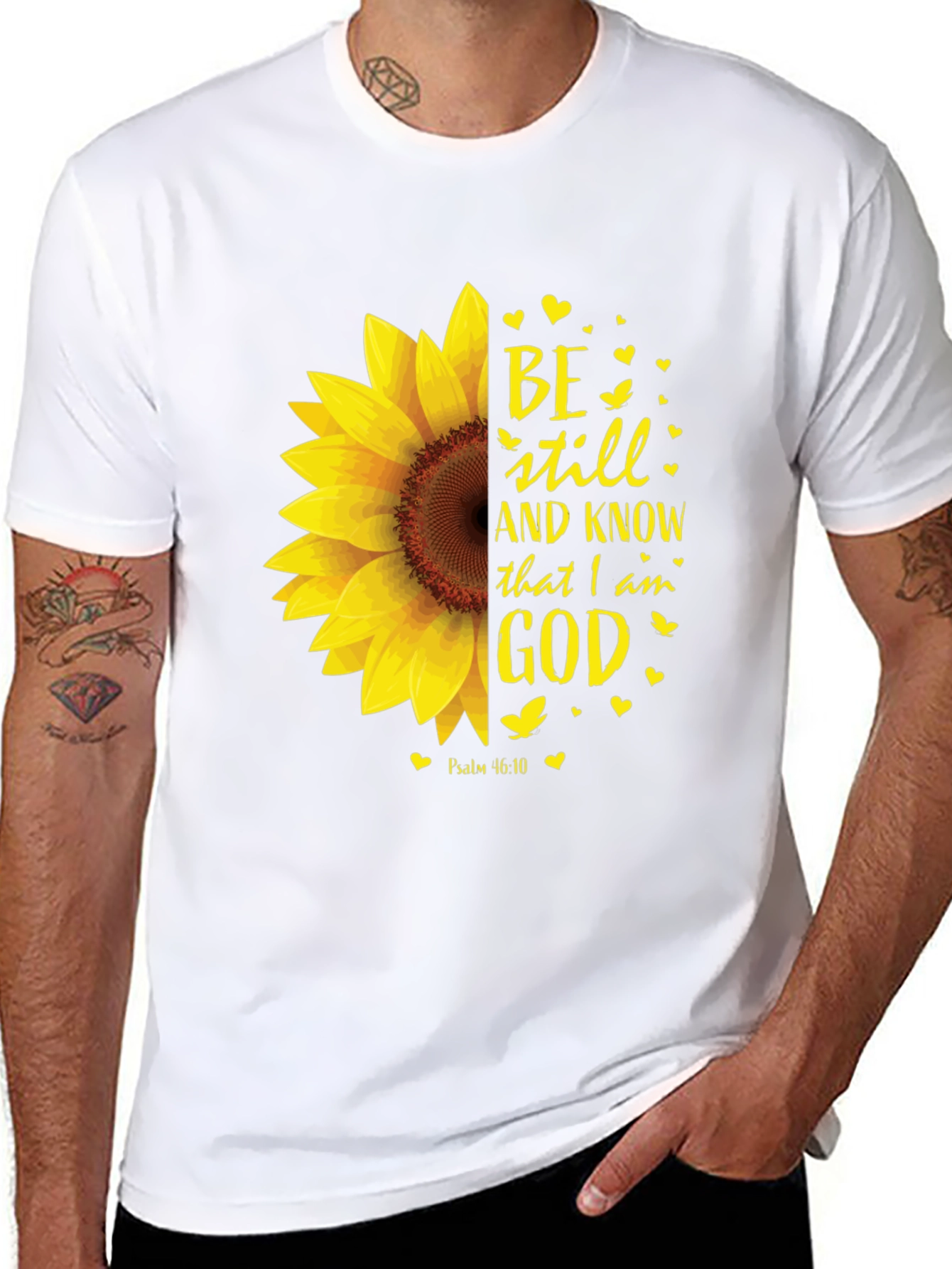 Black Be Still Sunflower T-Shirt - Religious Christian Apparel view 8