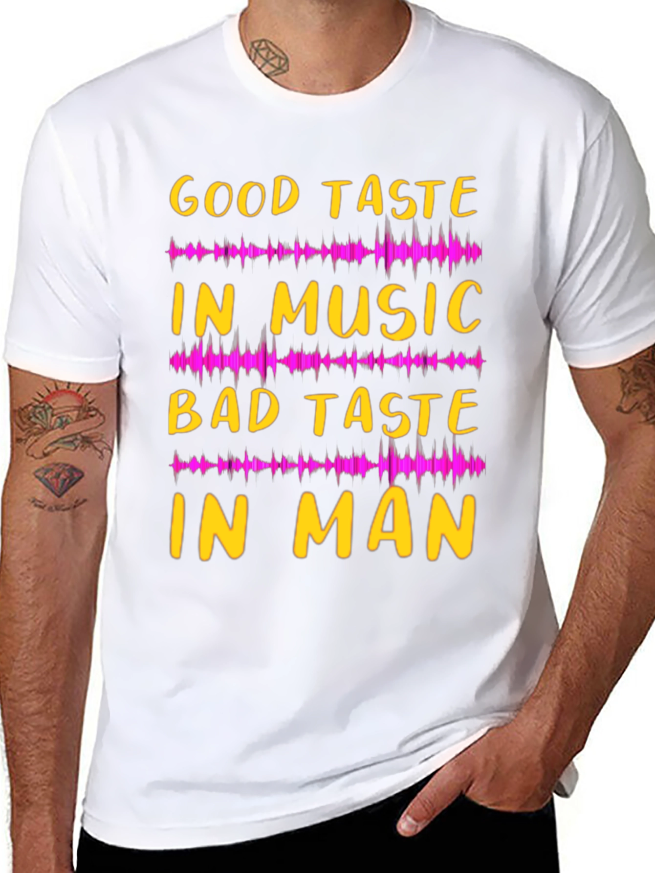 Black Funny Music Lover Graphic Tee - Good Taste in Music, Bad Taste in Man view 8
