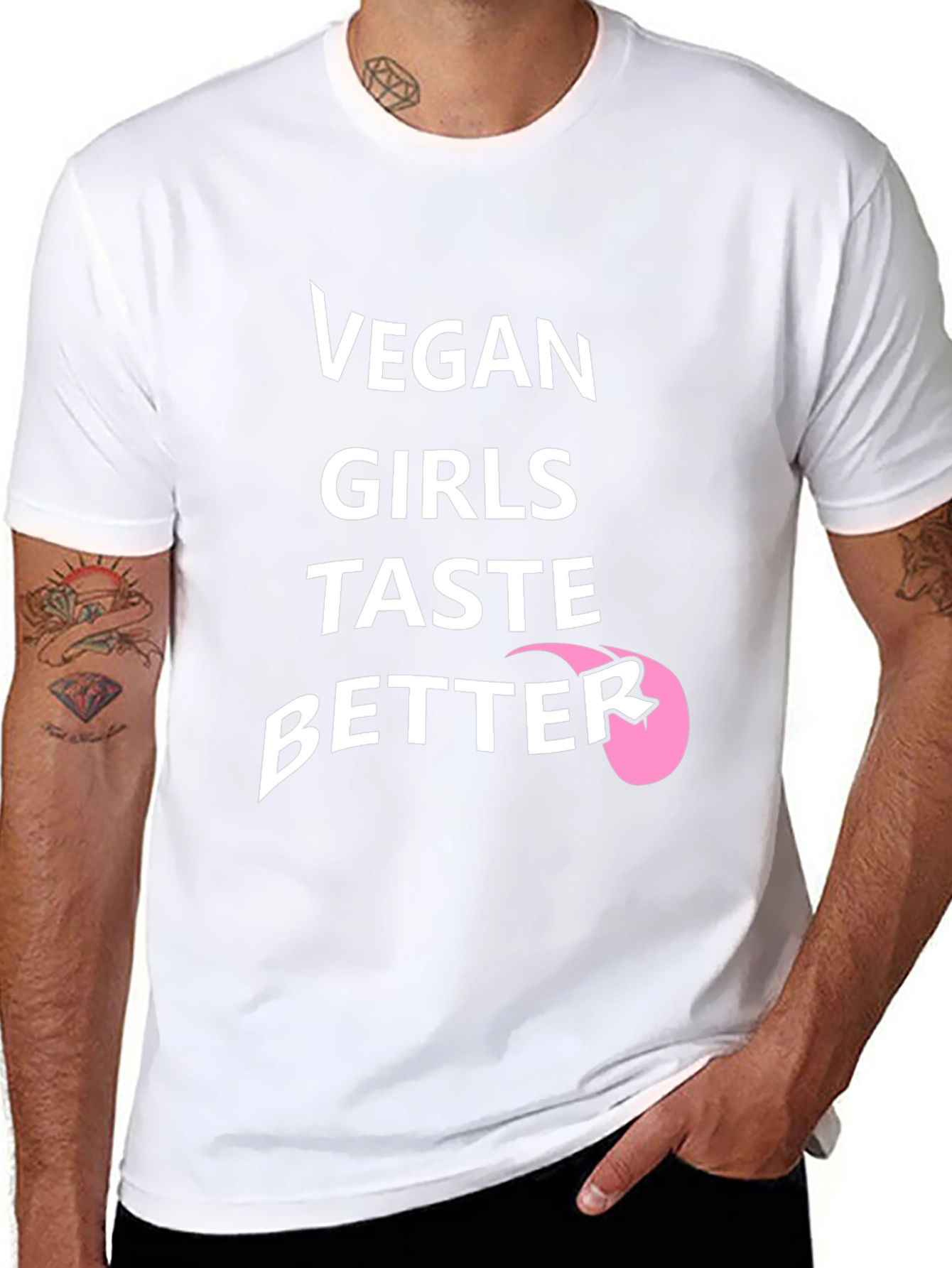 Black Vegan Girls Taste Better Black Graphic T-Shirt view 8
