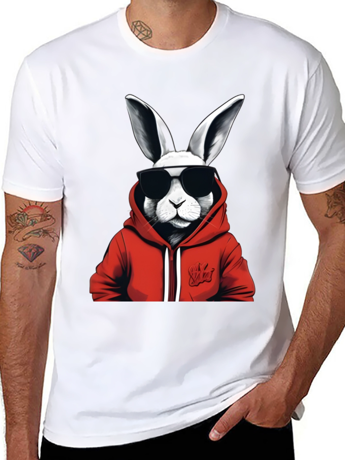 Black Cool Rabbit Graphic Tee - Black view 8