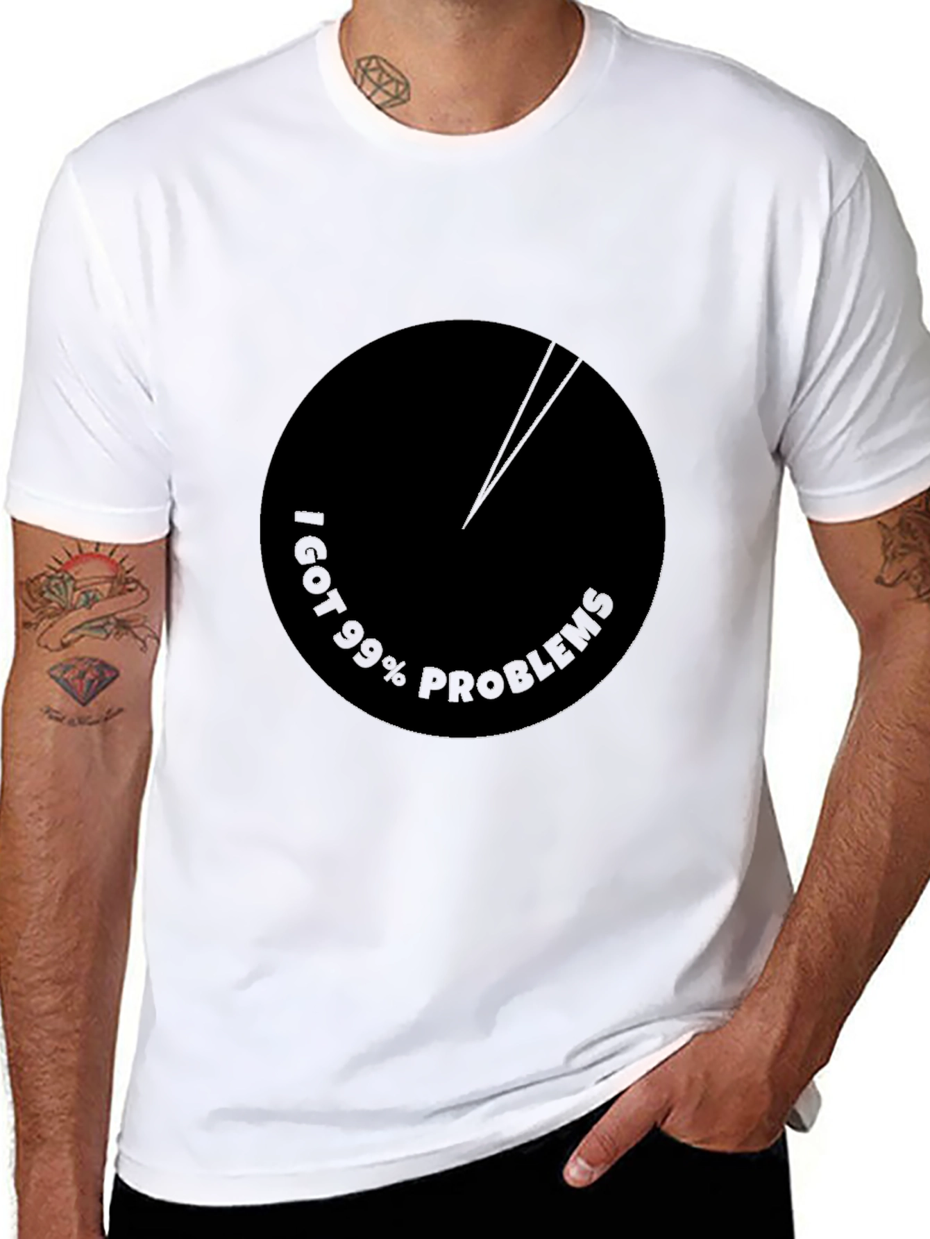 Black 99% Problems Pie Chart Black T-Shirt view 8