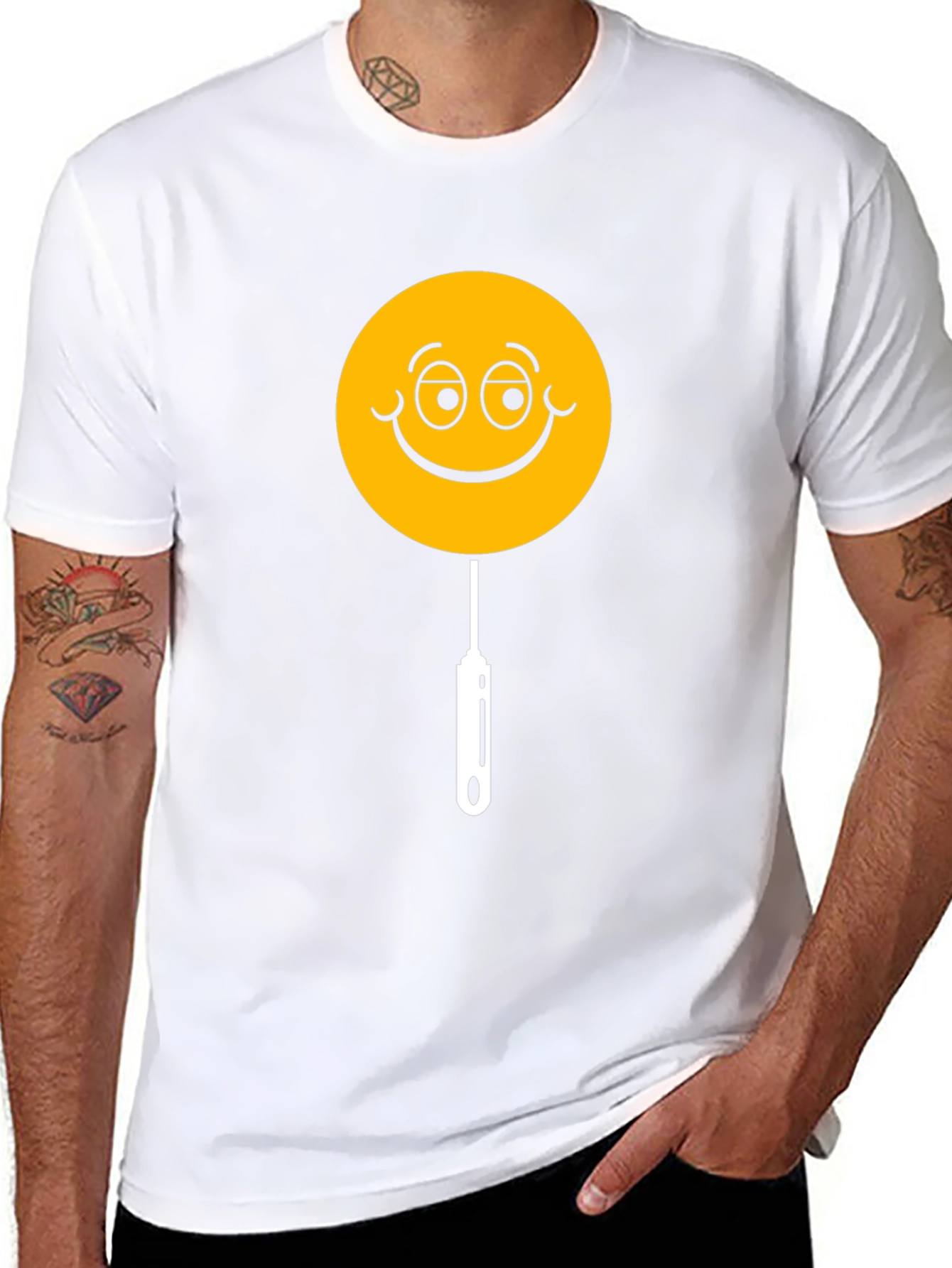 Black Whimsical Smiley Face Lollipop Graphic Tee - Black view 8
