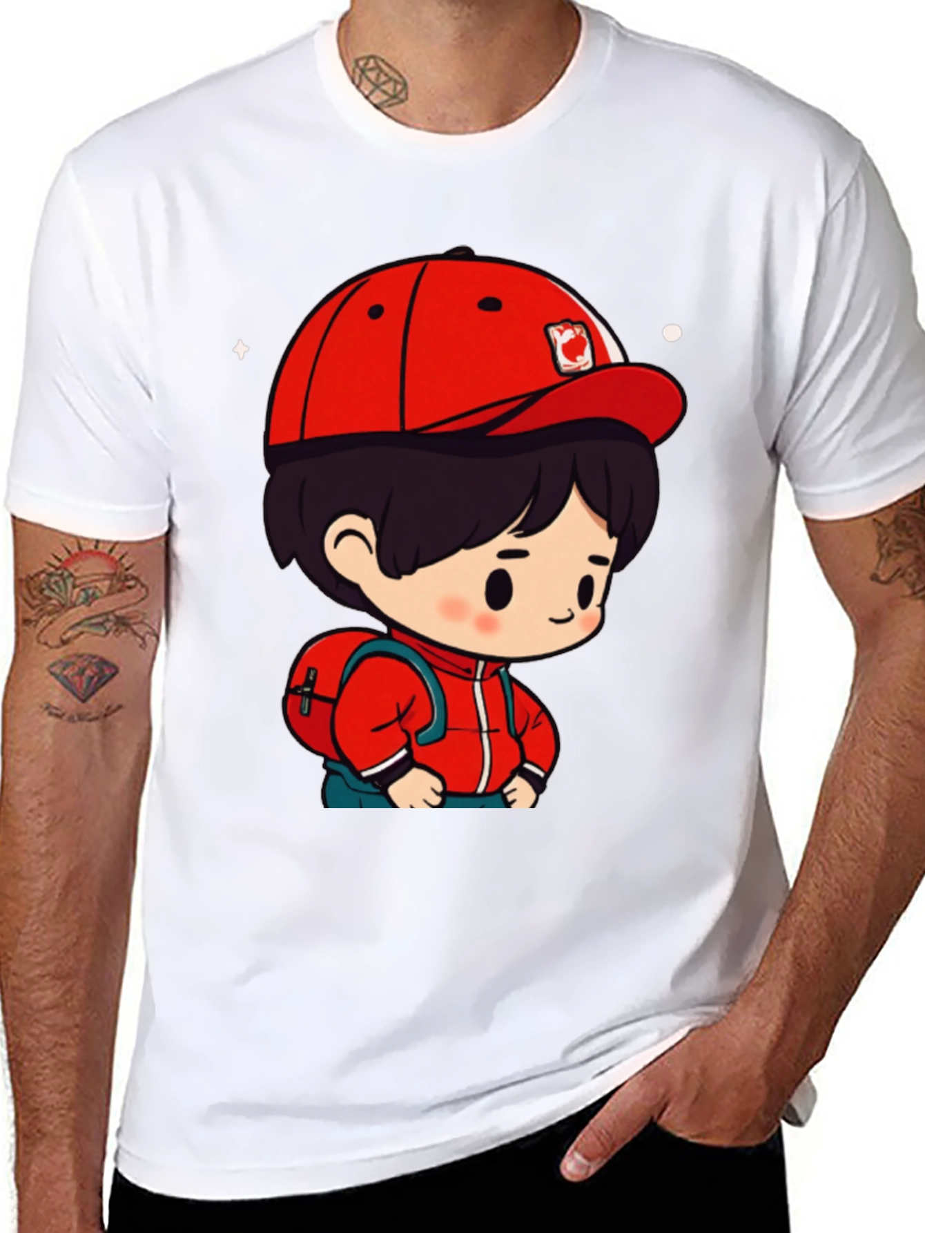 Black Cartoon Boy Black T-Shirt view 8