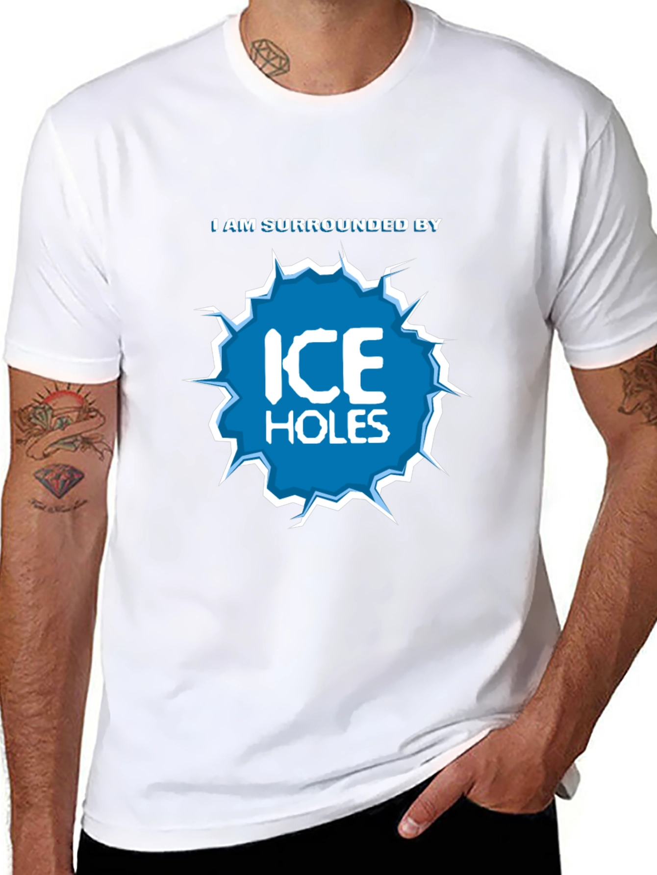 Black I Am Surrounded by Ice Holes Graphic T-Shirt view 8