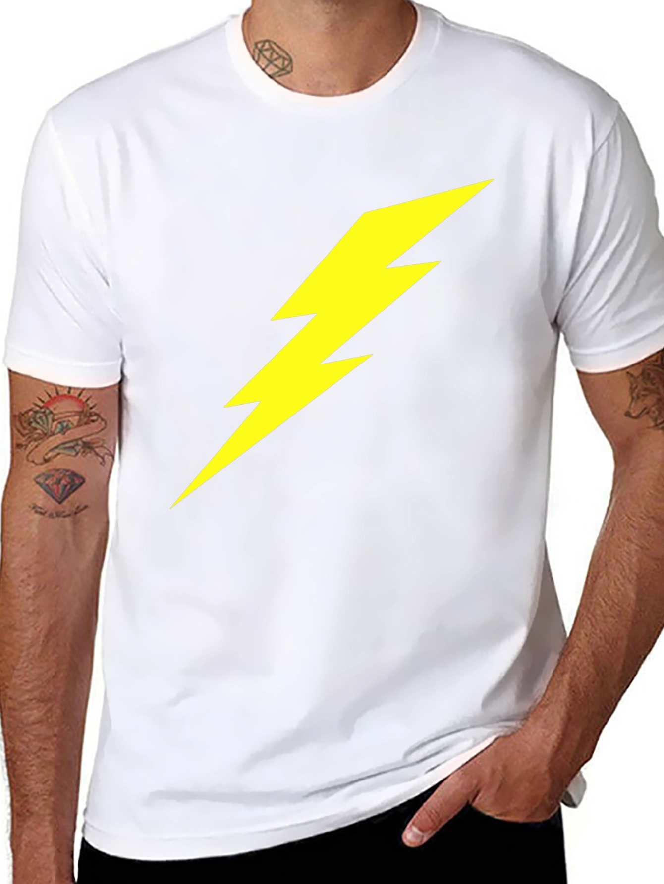 Black Lightning Bolt Graphic Tee - Bold Black T-Shirt view 8