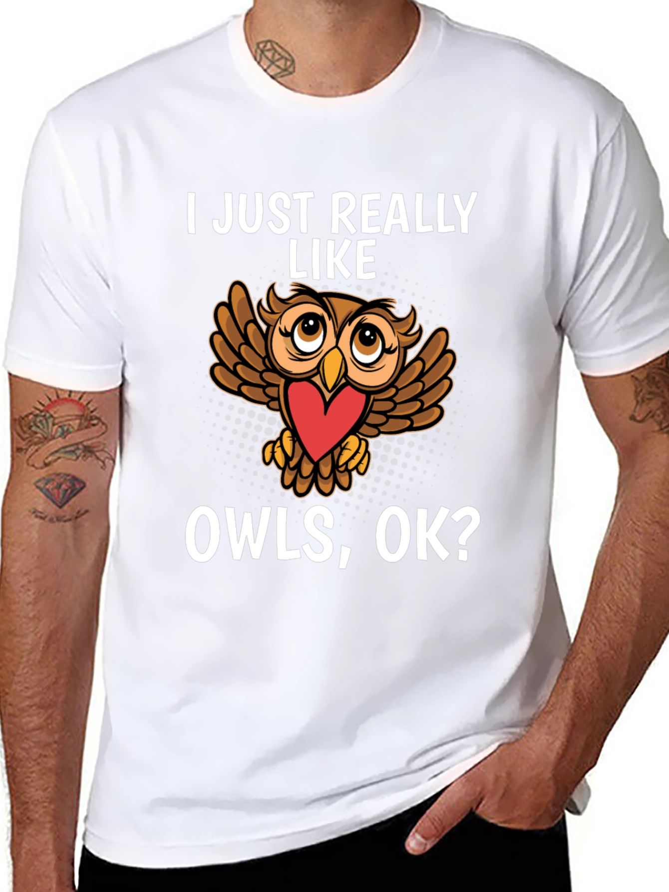 Black Cute Owl Lover T-Shirt - I Just Really Like Owls, OK? view 8